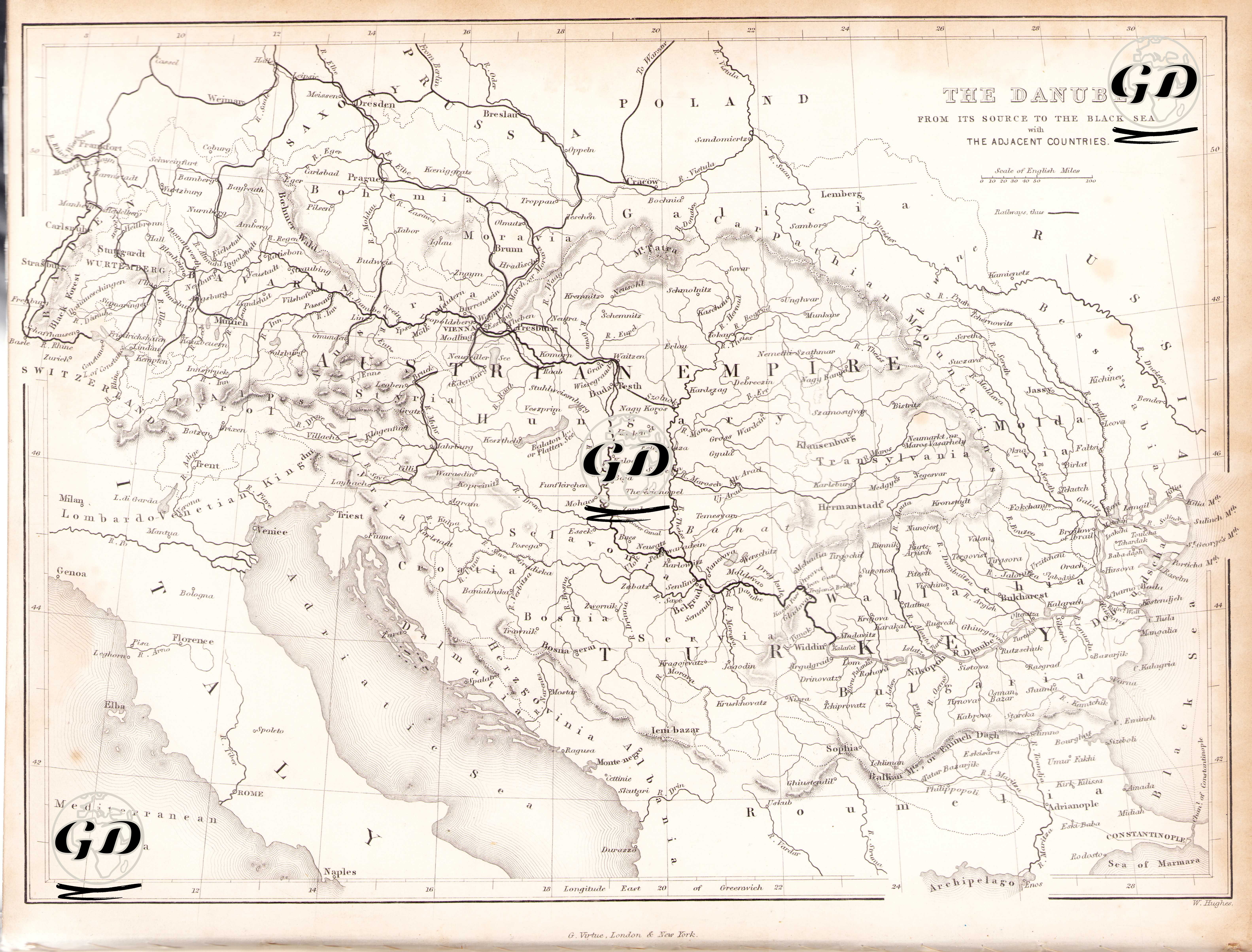 The Danube, From its Source To The Black Sea With Adjacent Countries -  - 1854