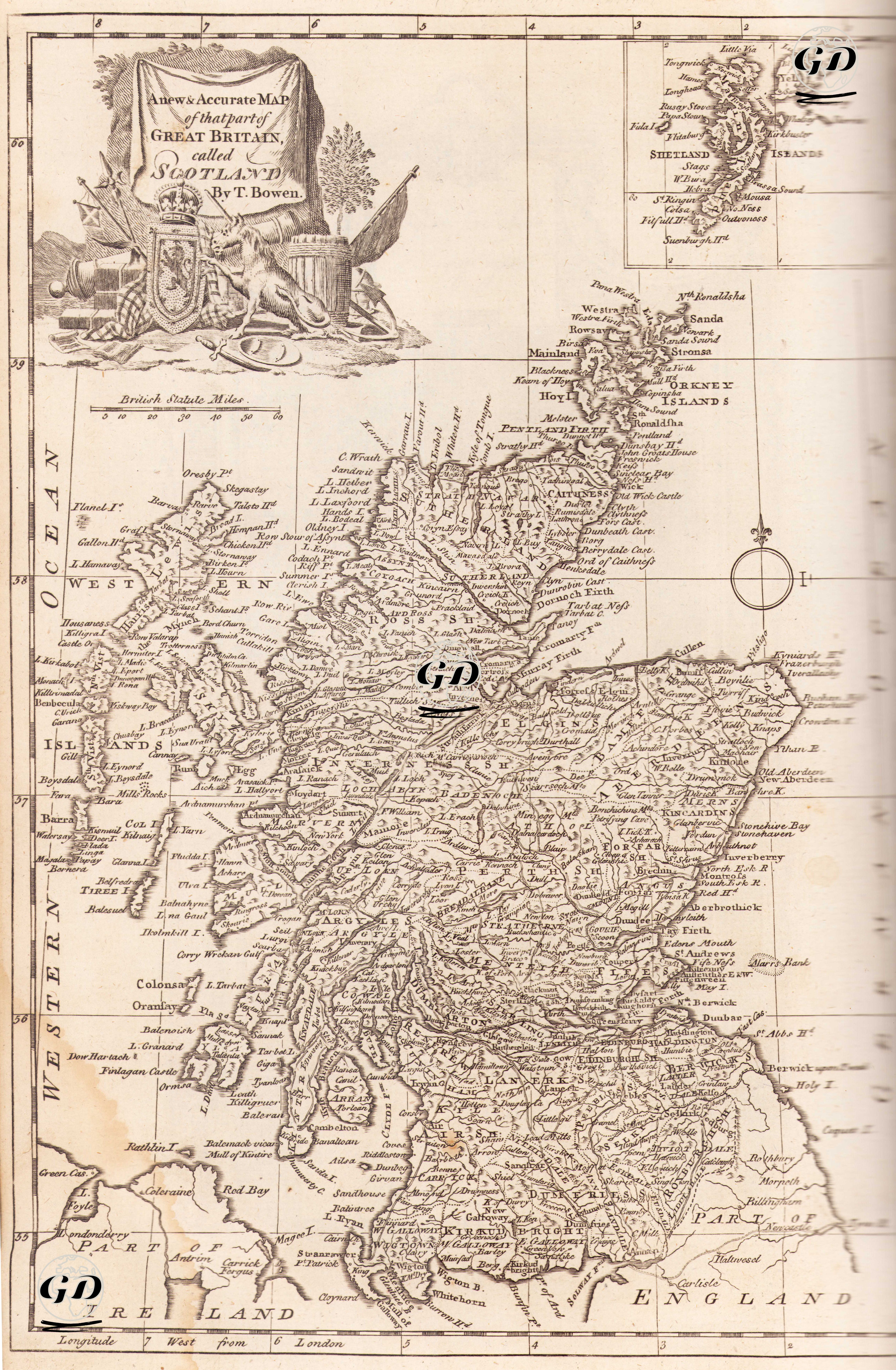 A New & Accurate Map Of The Part Of Great Britain Called Scotland - Thomas Bowen (….-1790) - 1780