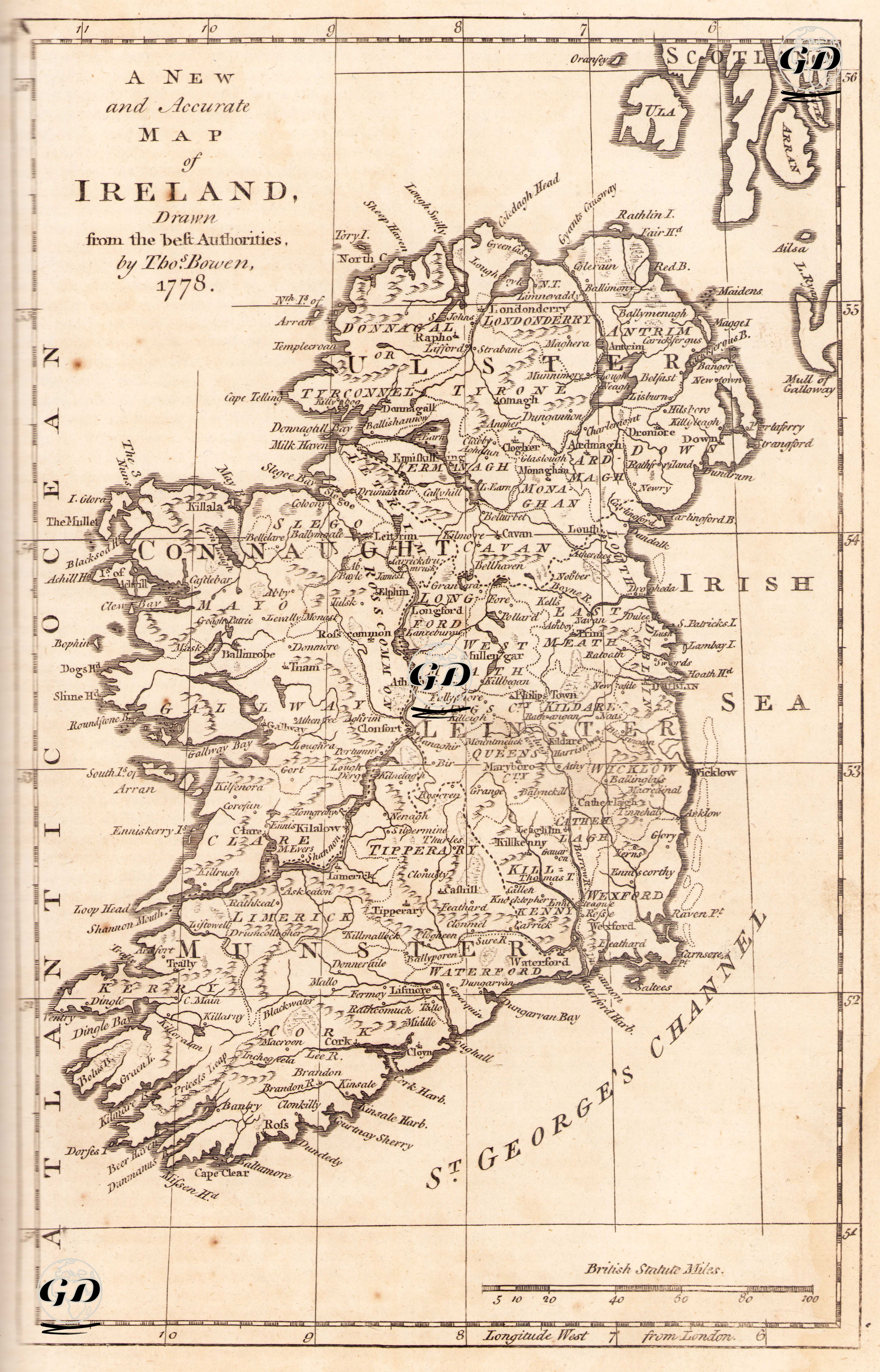 A New And Accurate Map Of ireland - Thomas Bowen (….-1790) - 1780