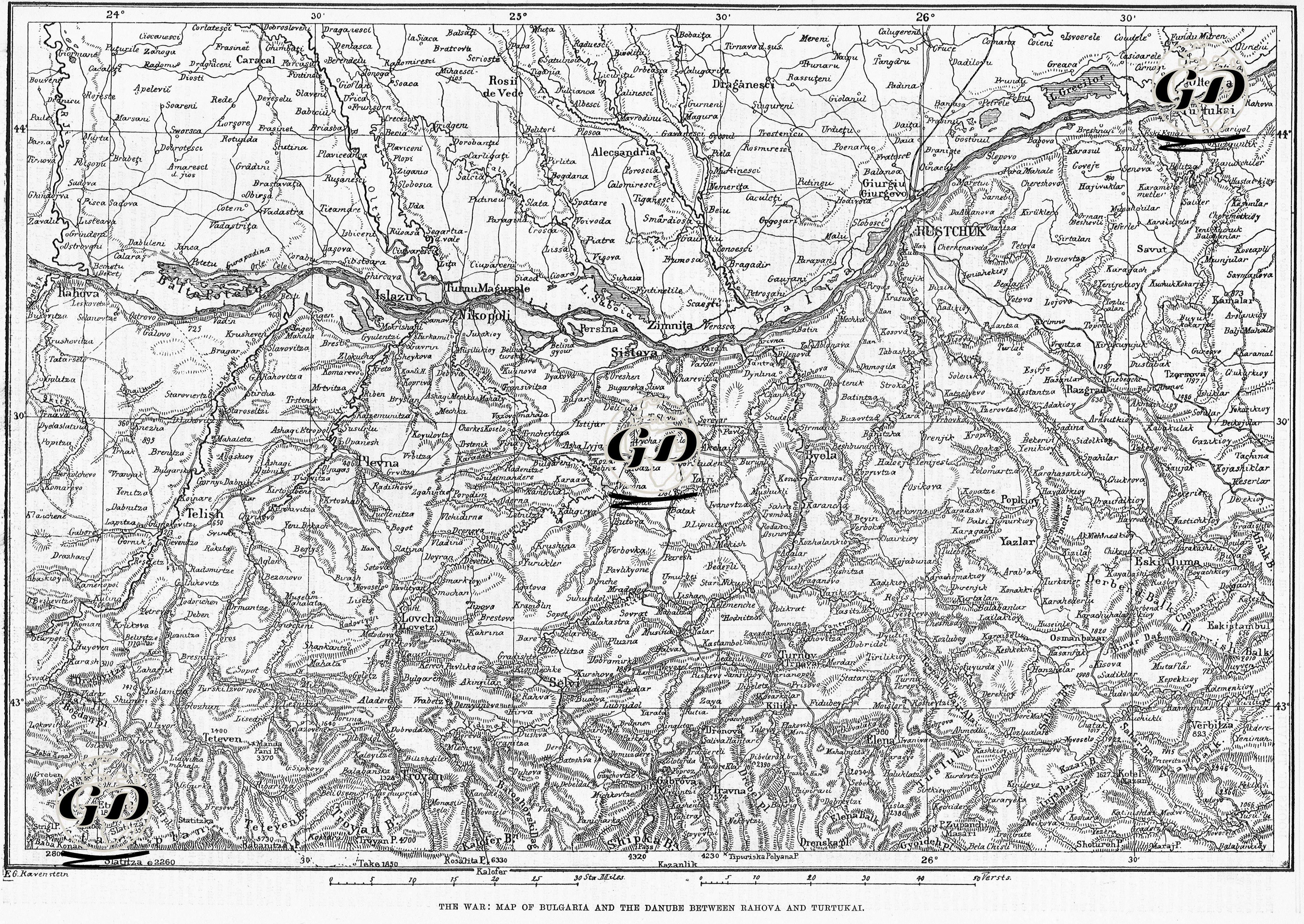 Map Of Bulgaria And The Danube Between Rahova And Turtukai -  - 1877