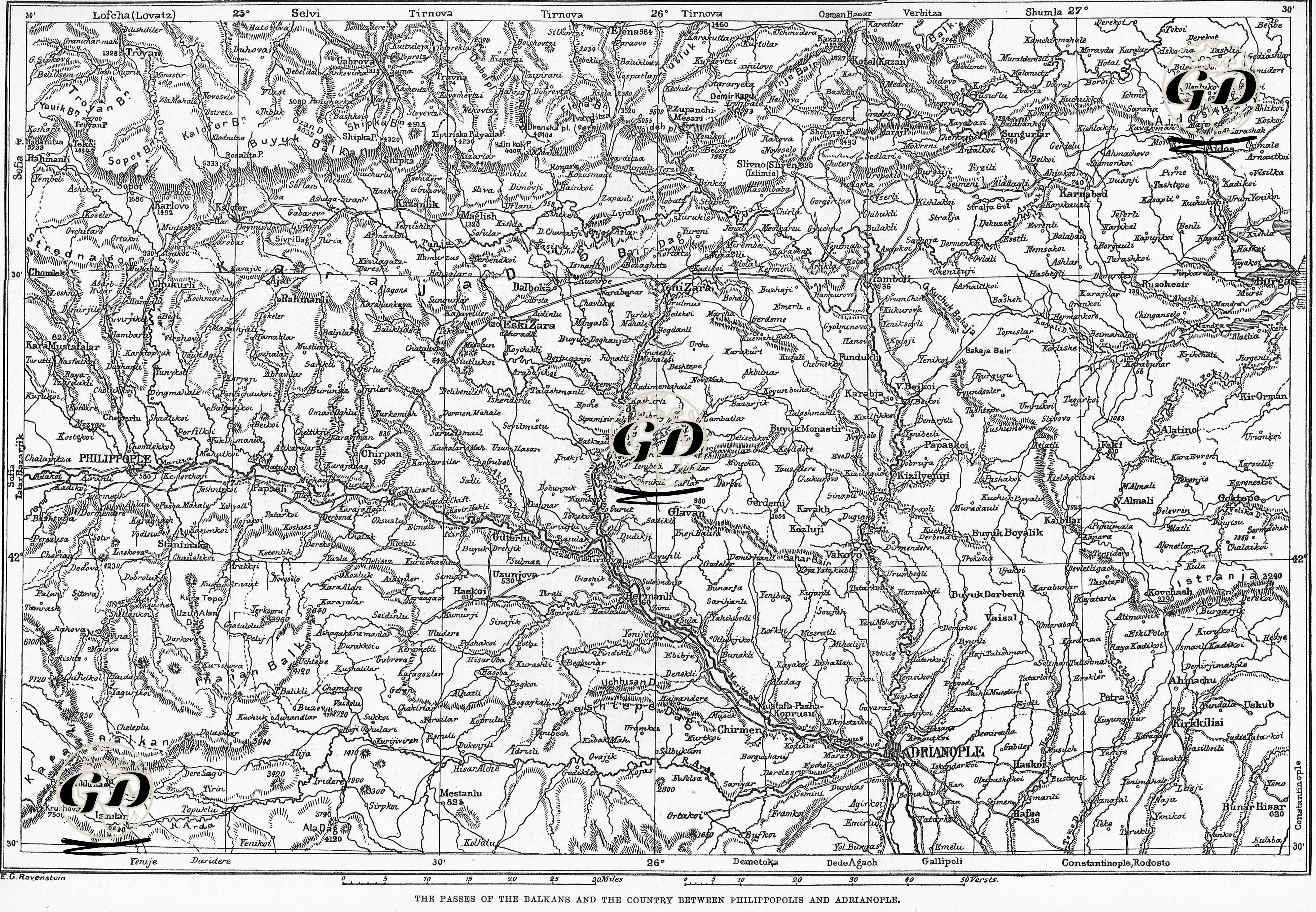 The Passes Of The Balkans At The Country Between  Philippopolis And Adrianople - Ernst George Ravenstein (1834-1913) - 1877