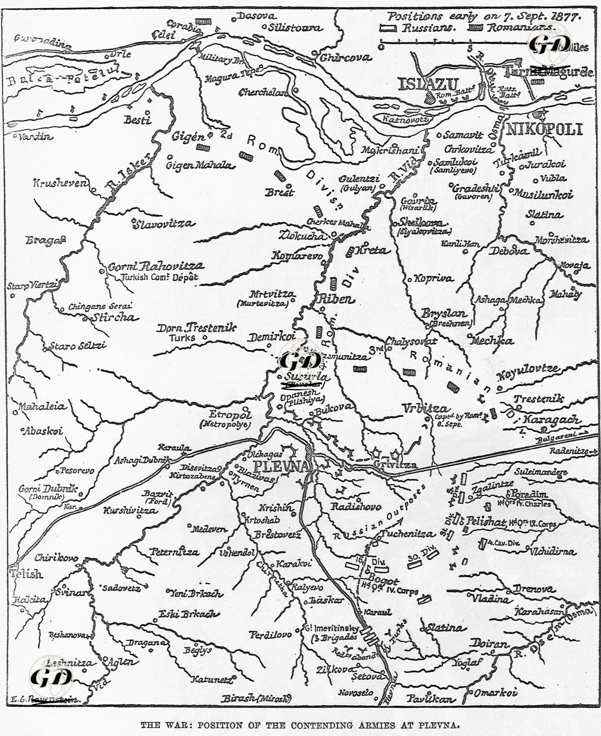 The War, Position Of The Contending Armies At Plevna -  - 1877