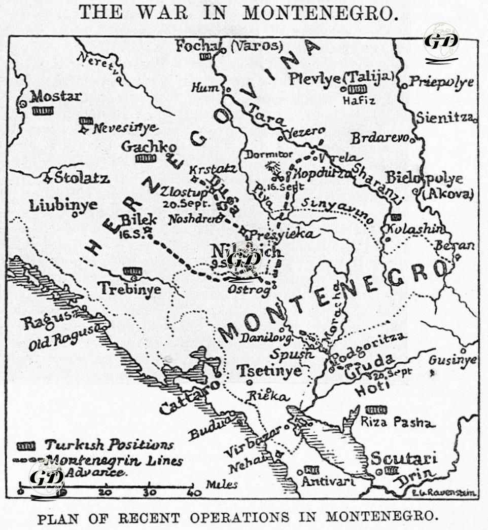 The War İn Montenegro,Plan Of Recent Operations İn Montnegro -  - 1877
