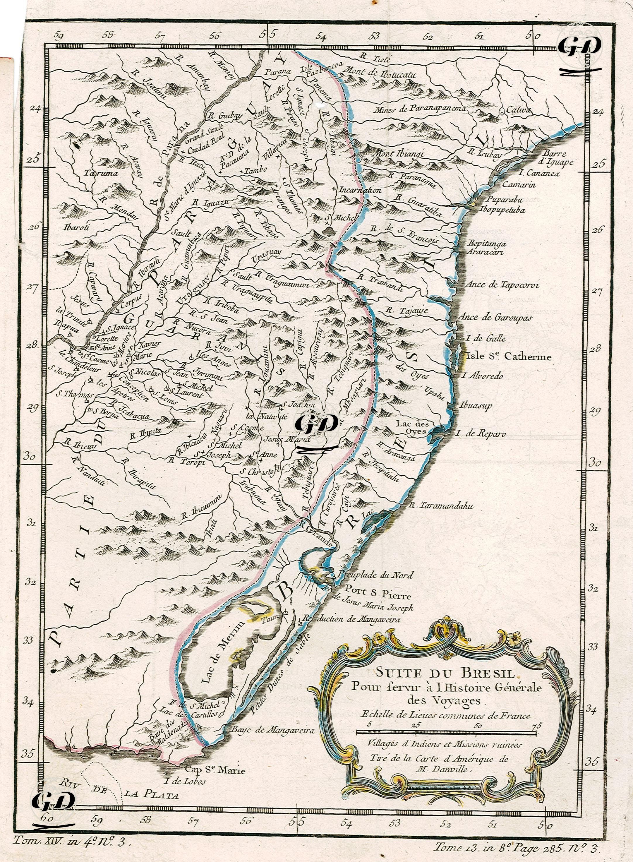 Suite Du Bresil, Pour Fervir A L'histoire Generale Des Voyages(Echelle De Lieues Communes De France) - Jean Baptiste Bourguignon D'Anville (1697-1782) - 1758