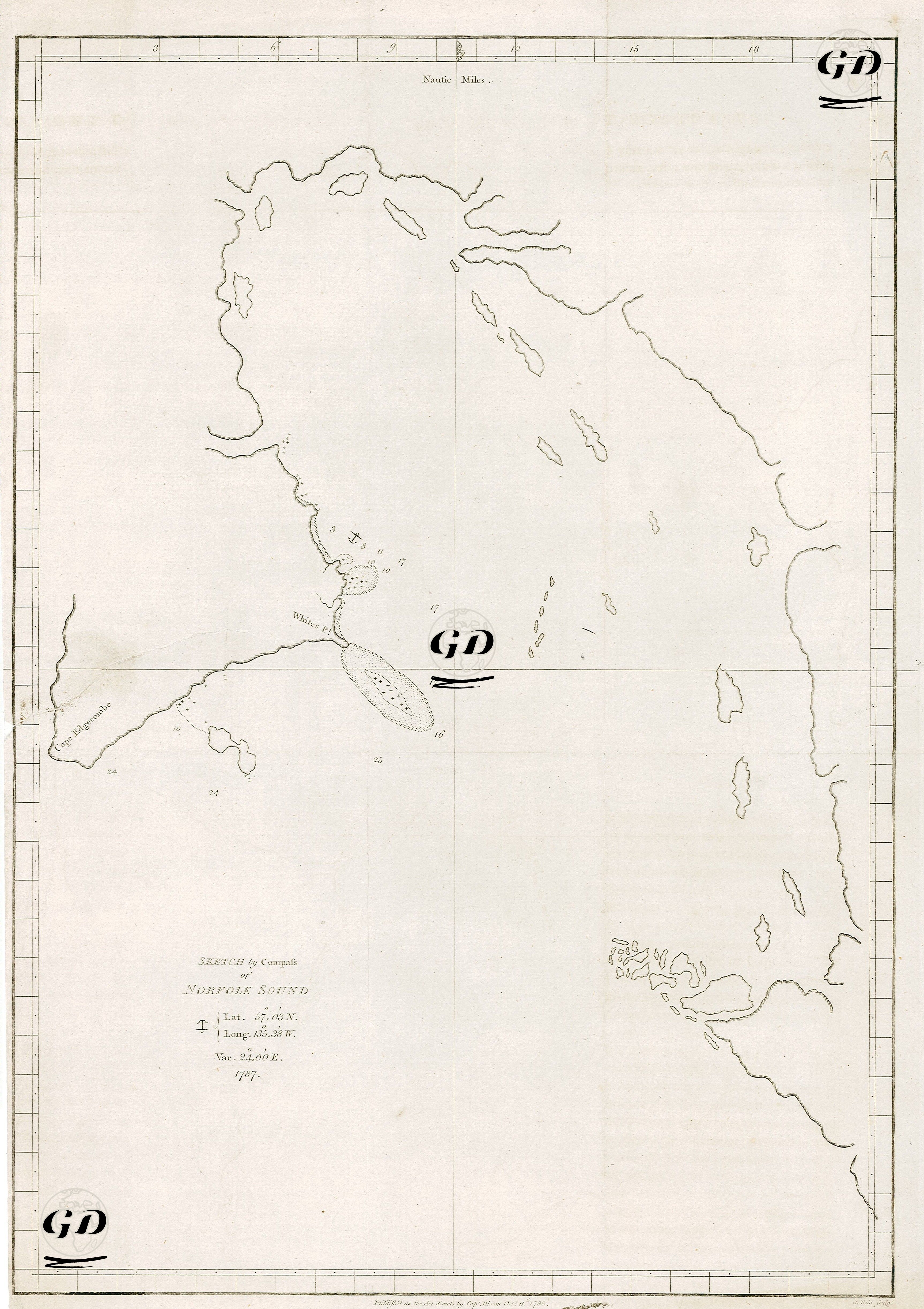 Sketch By Compass Of Norfolk Sound (Sitka Sound) -  - 1788