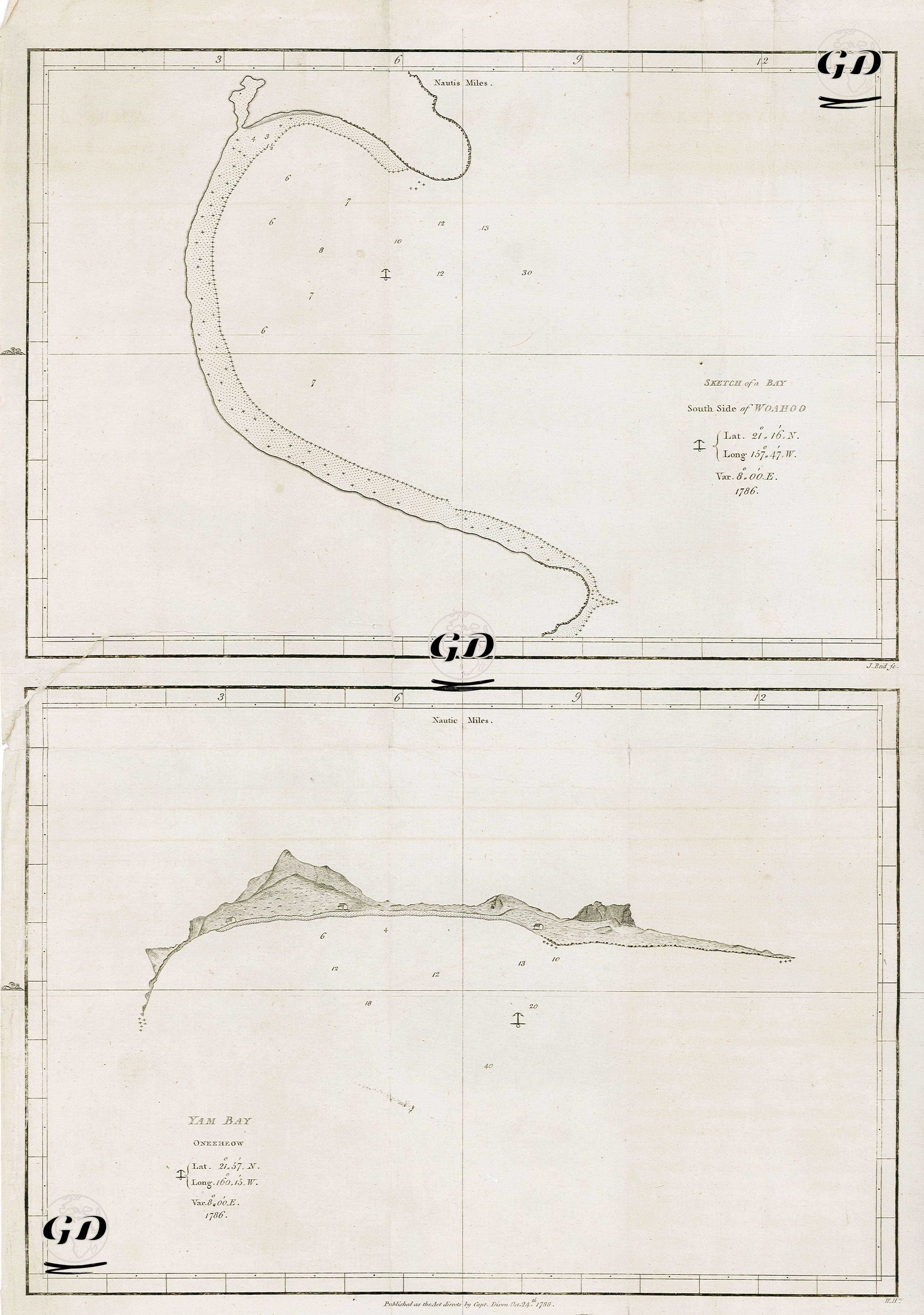 Sketch Of A Bay South Side Of Woahoo-Yam Bay, Oneeheow -  - 1788