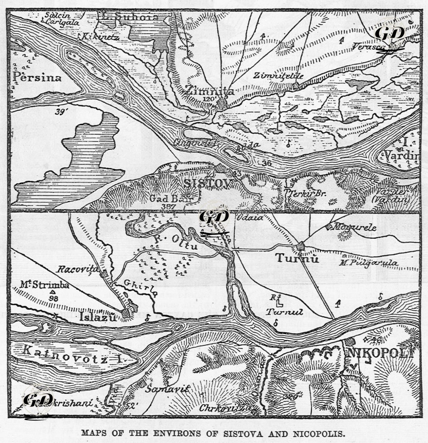 Maps Of The Environs Of The Sistova Ana Nicopolis -  - 1877
