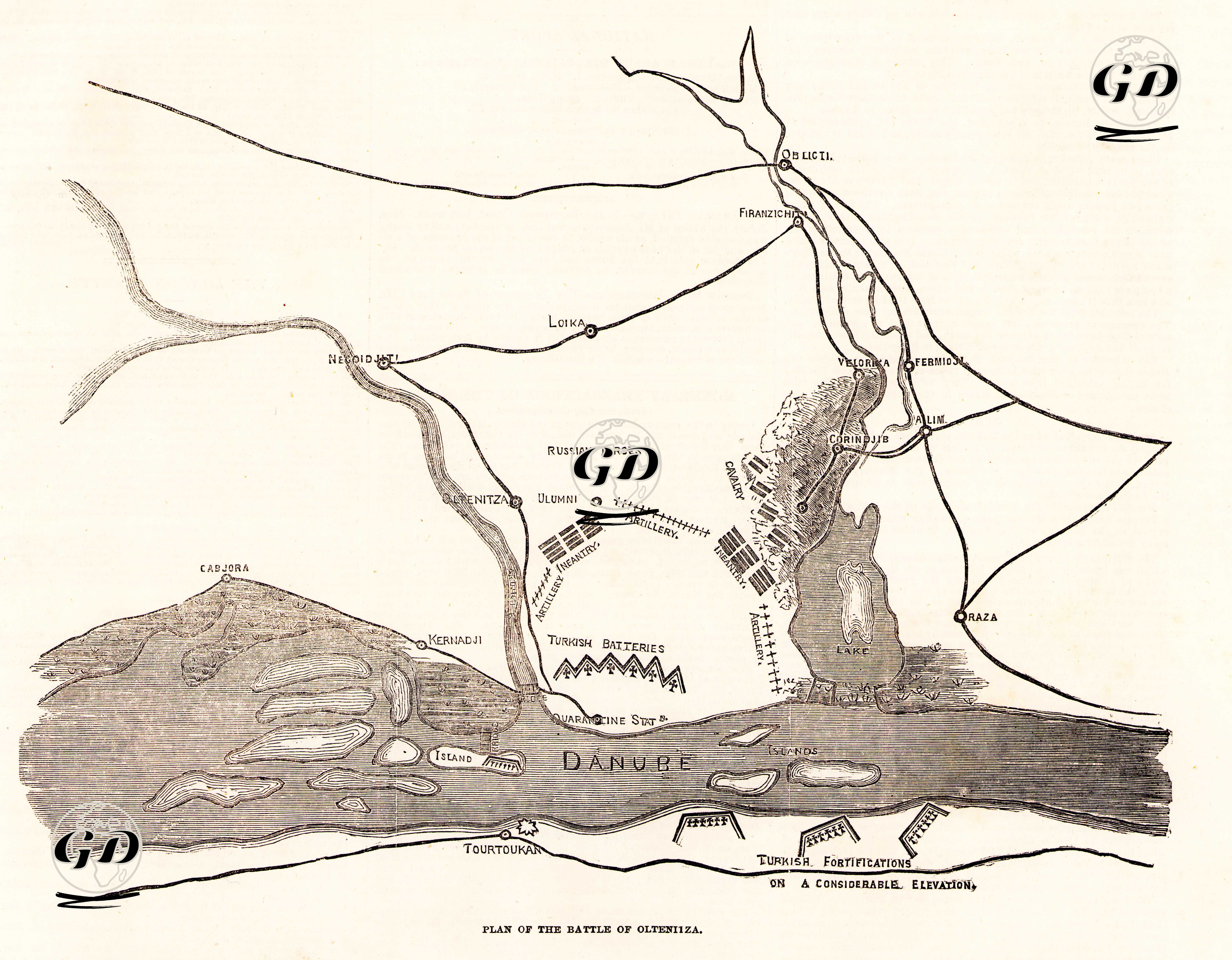 Plan Of The Battle Of Oltenitze -  - 1853