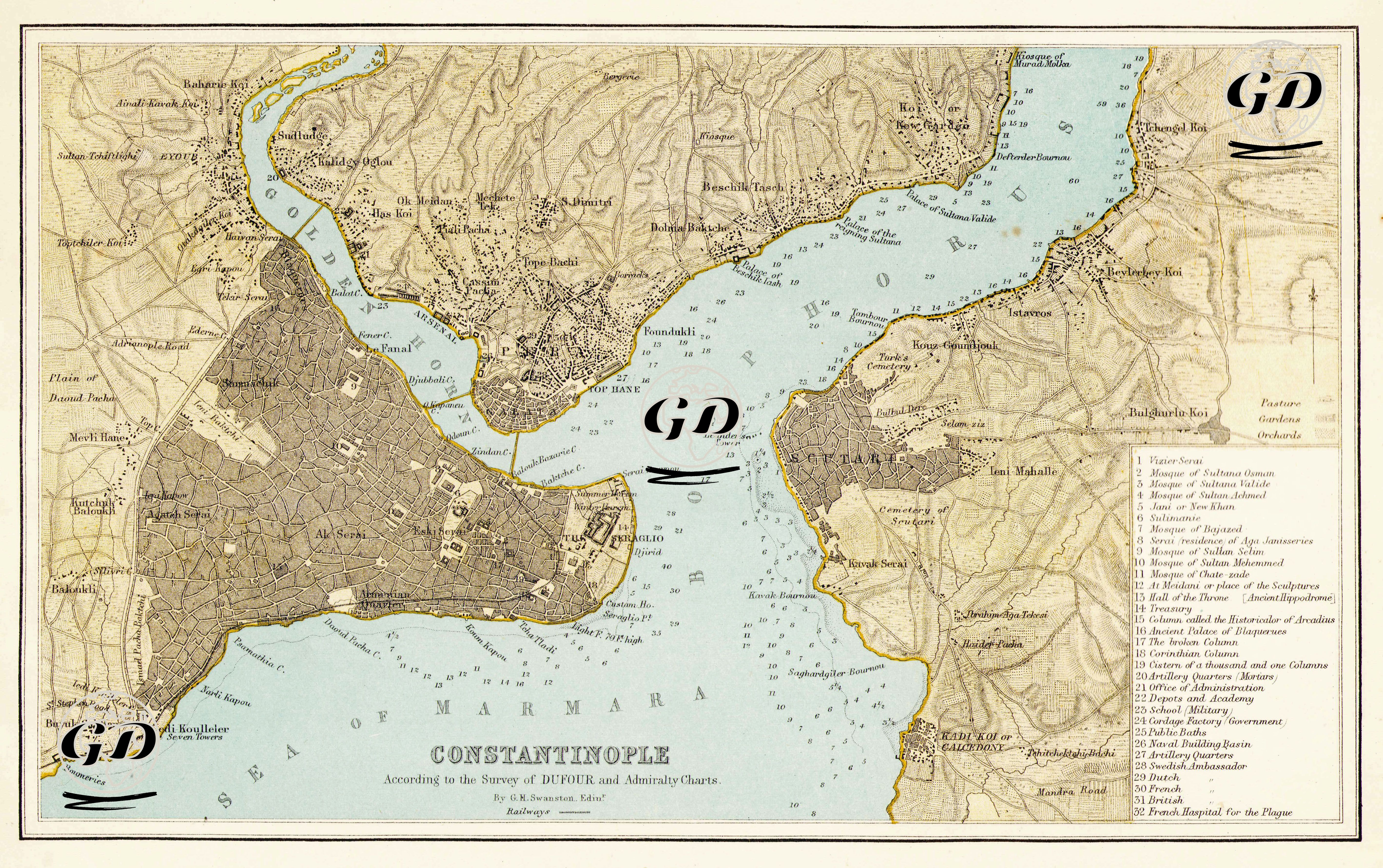 Constantinople, According To The Survey Of Dufour And Admiralty Charts -  - 1872
