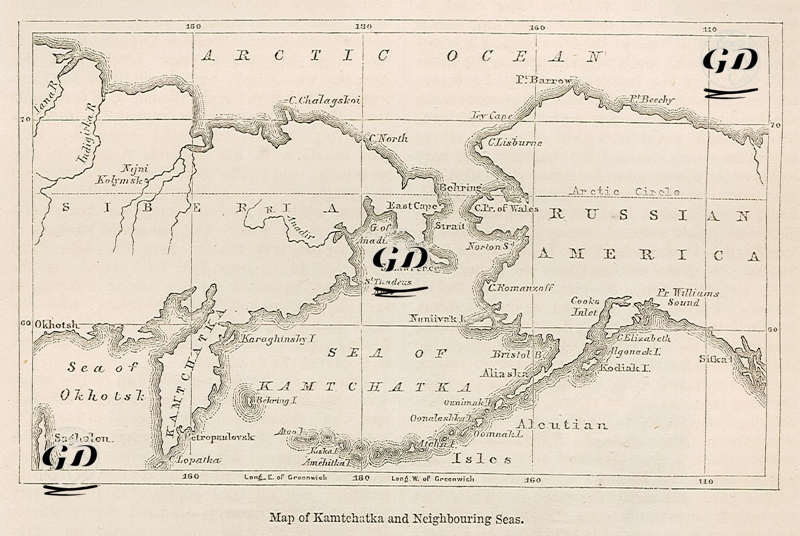 Map Of Kamtchatka And Neighbouring Seas  -  - 1856