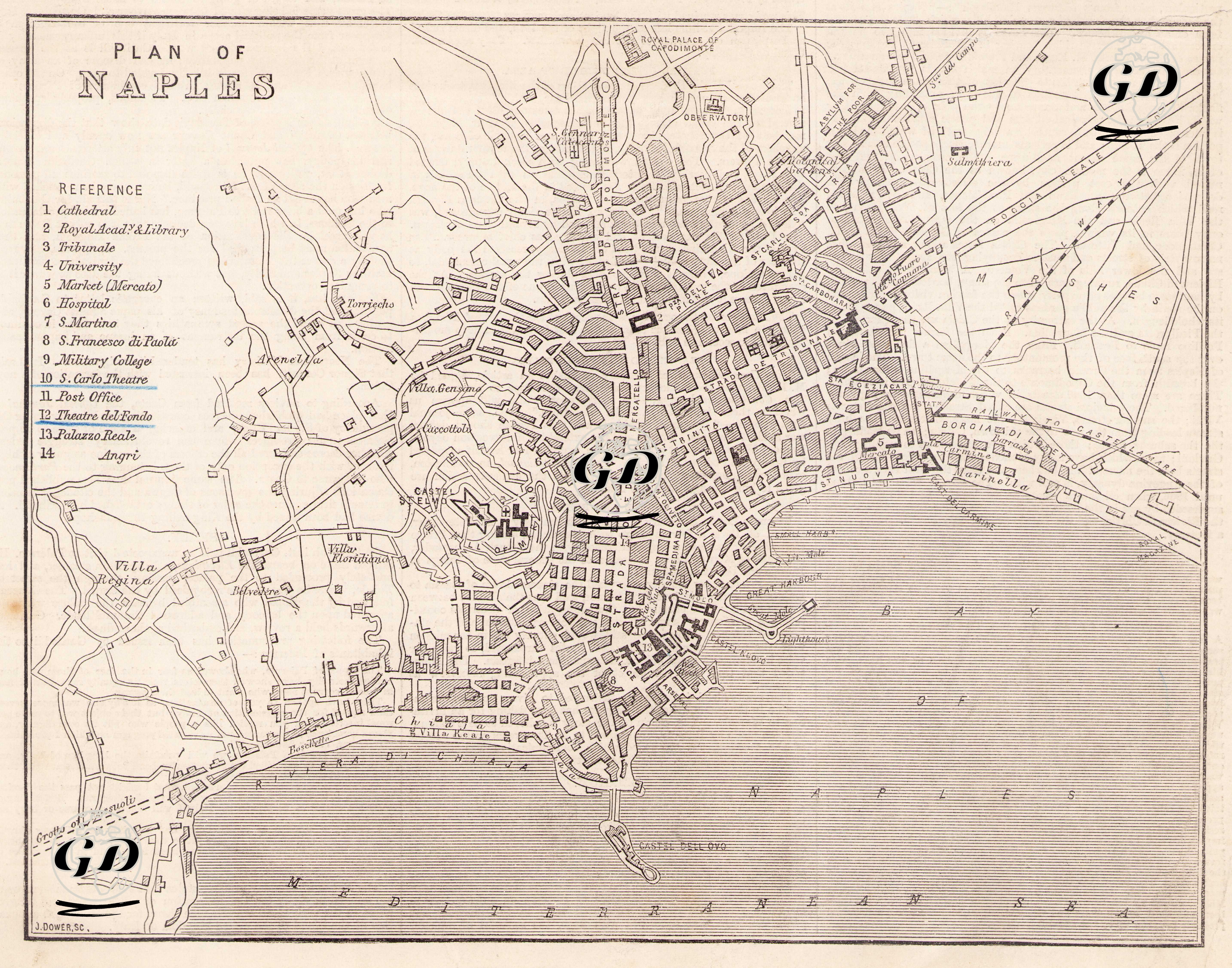 Plan Of Naples - John James Dower (1825-1901) - 1860
