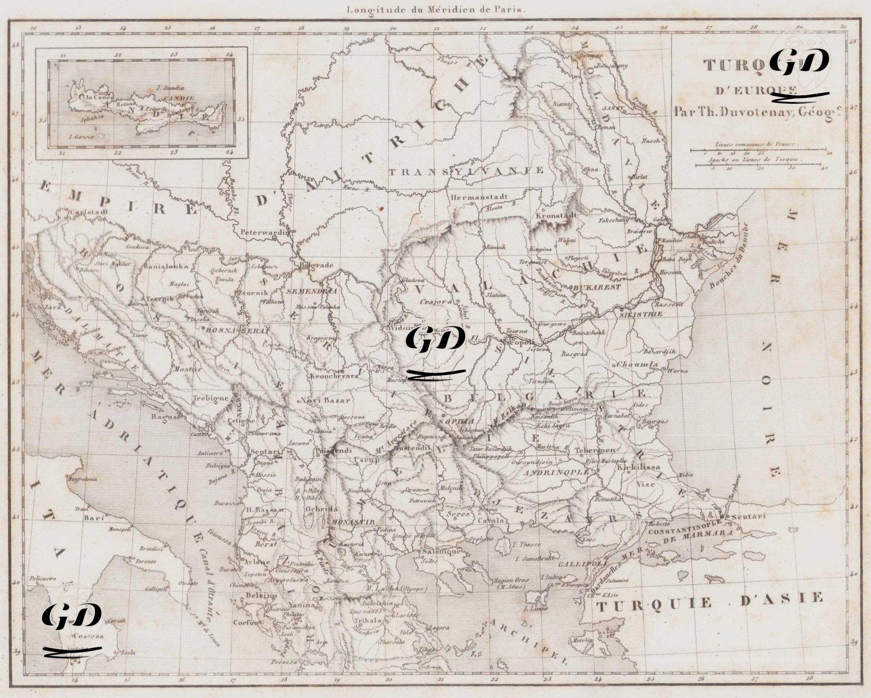 Turquie D`Europe Par Th.Duvolenay, Geog. -Candie (Turkey in Europe by Duvotenay-The island of Crete) - Thunot Duvotenay (1796-1875) - 1840