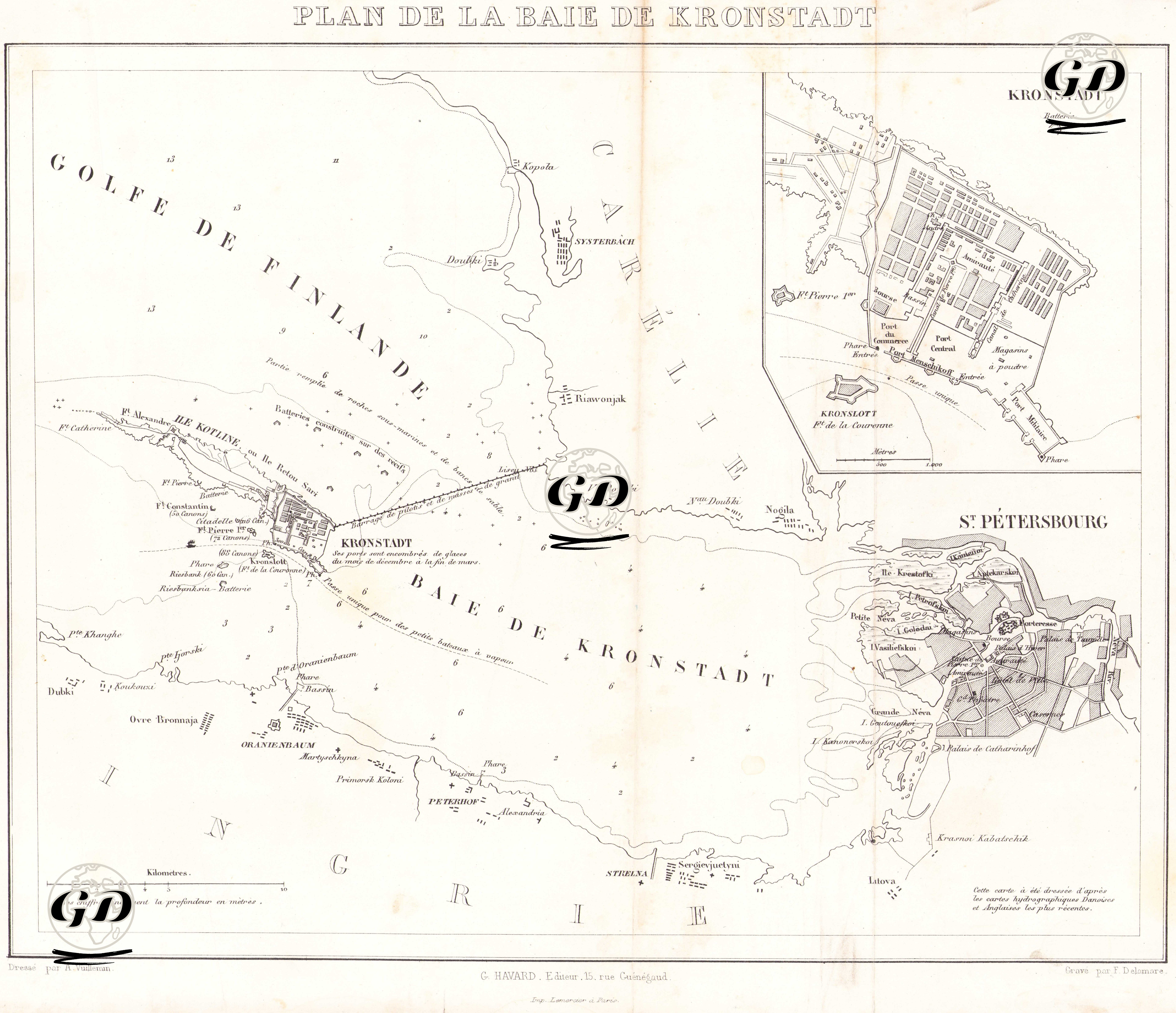 Plan De La Baie De Kronstadt - Alexandre Vuillemin (1812-1880) - 1853