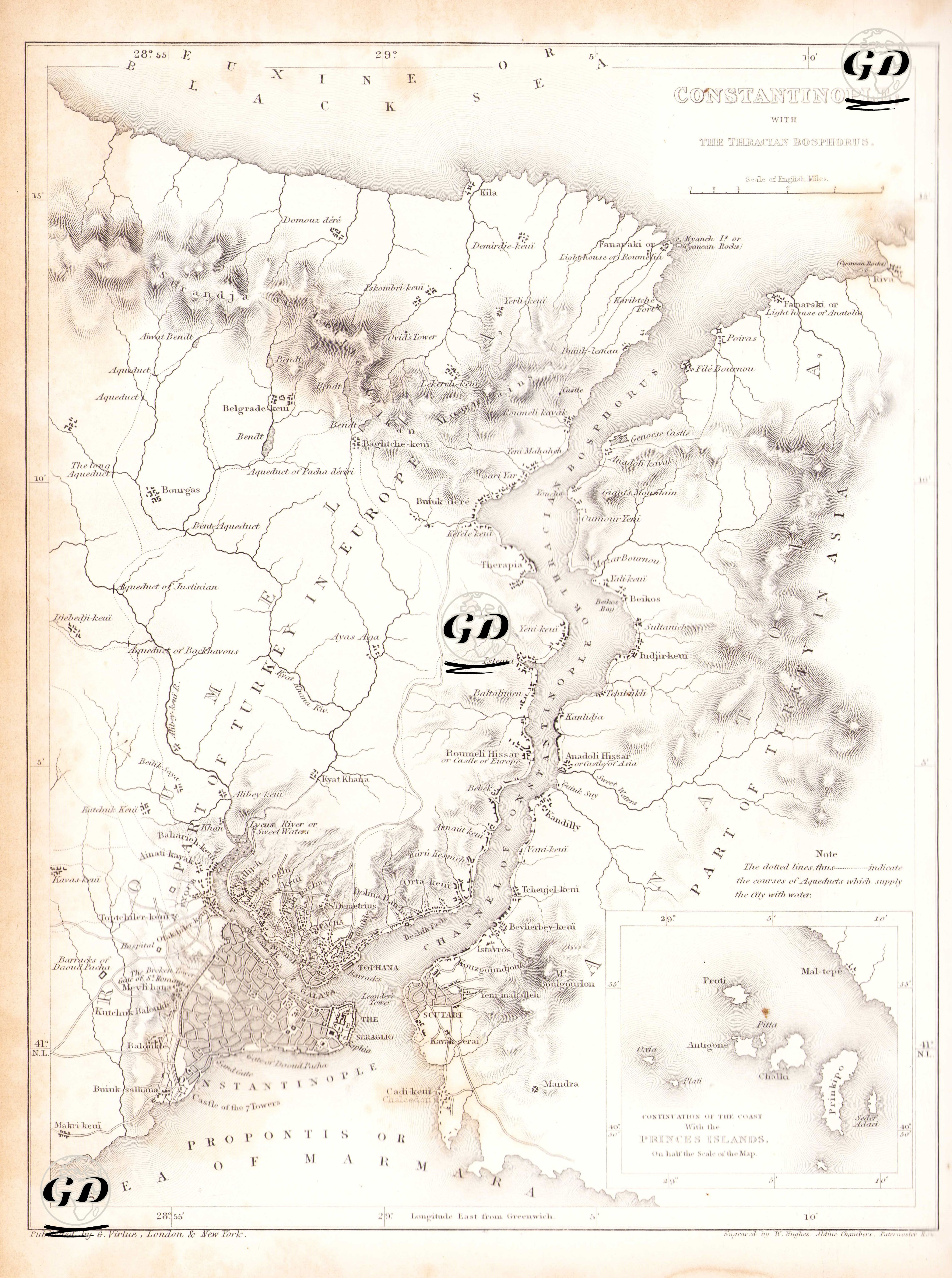 Constantinople With The Thracian Bosphorus-Princes Islands -  - 1854