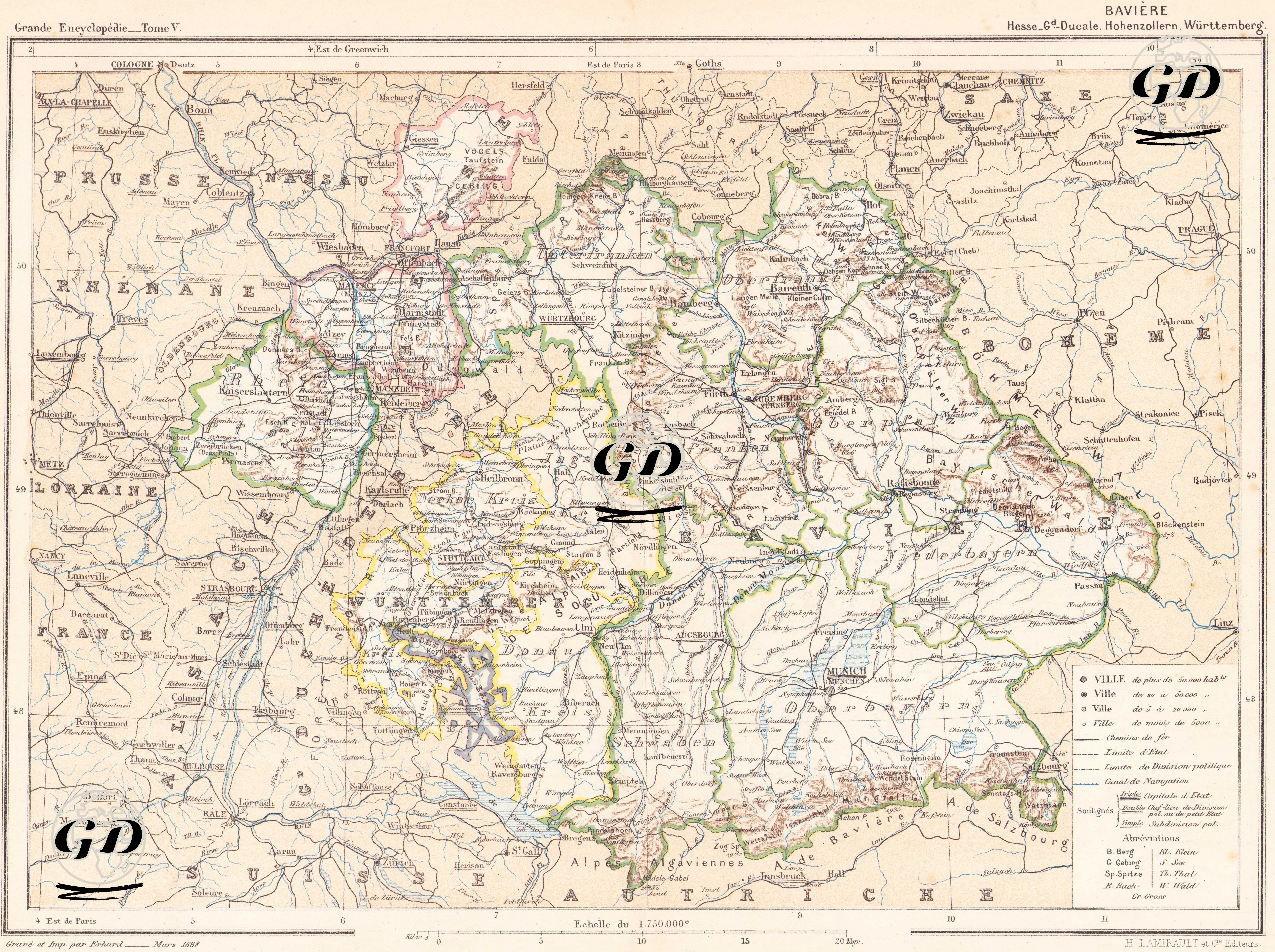 Baviere (Hesse-Gd.-Ducale, Hohenzollern, Wurttemberg) -  - 1888