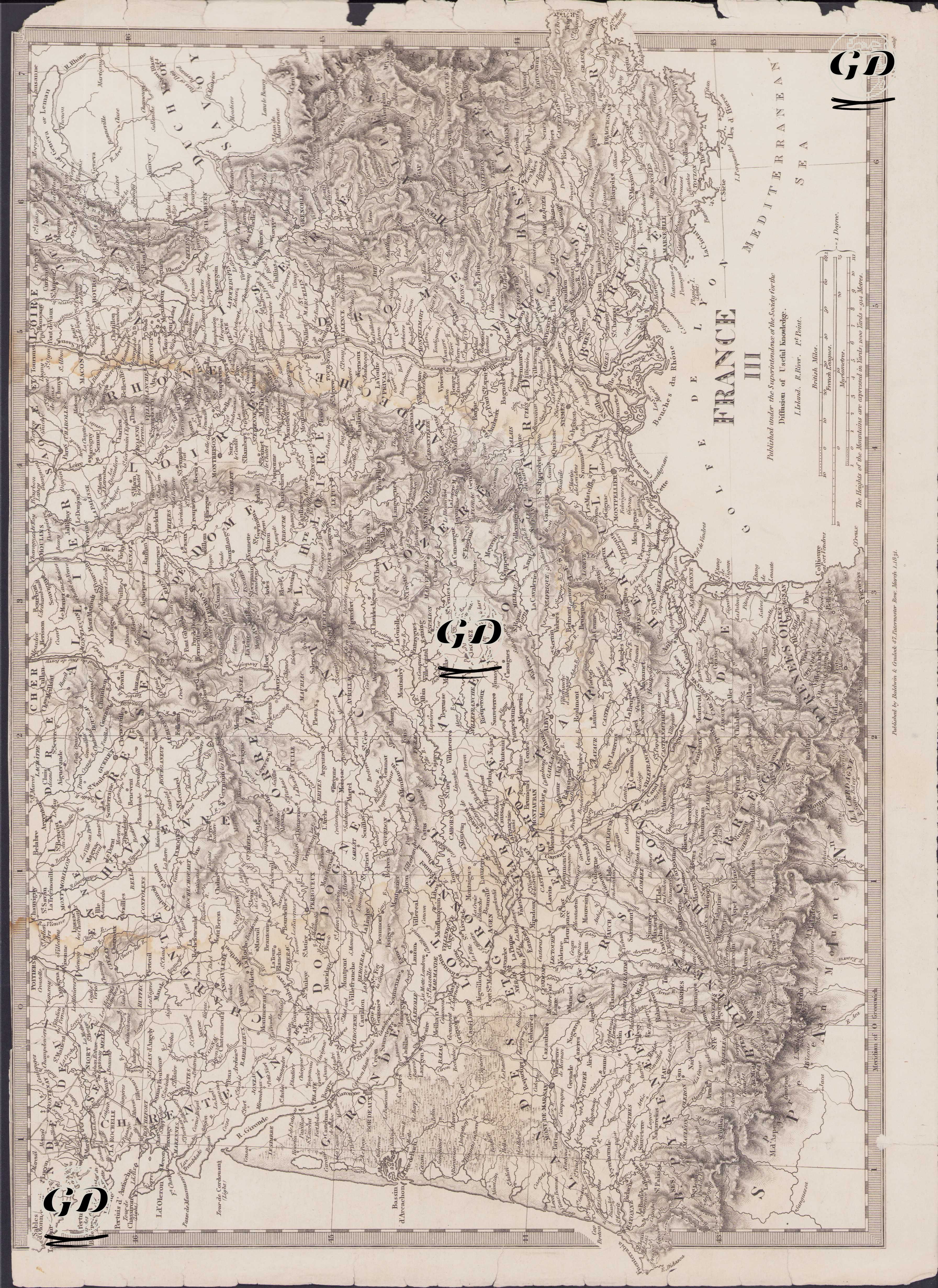 France III (Map of South France) -  - 1831