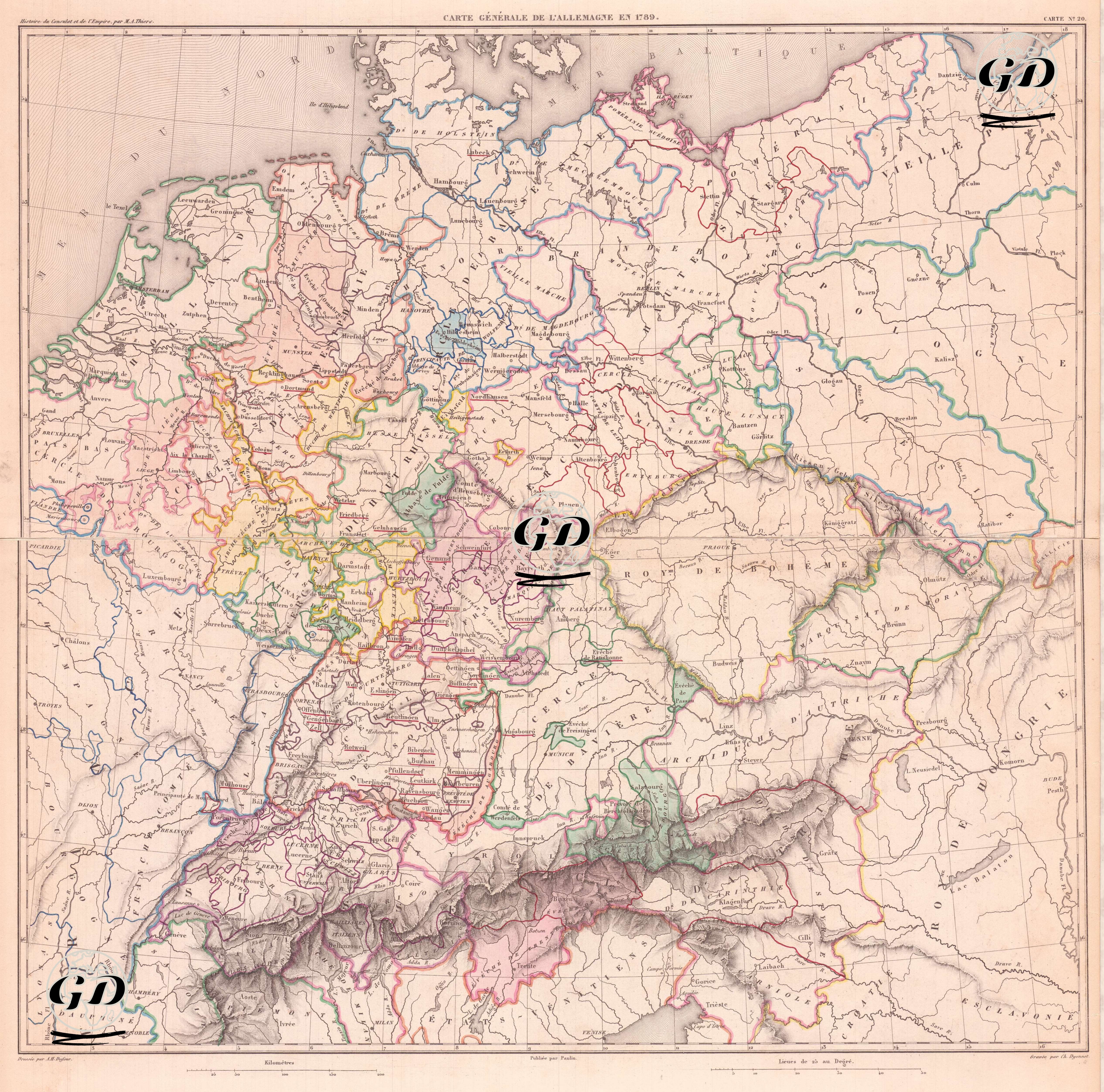 Carte Générale de L'Allemagne en 1789 (General Map of Germany in 1789) - Auguste-Henri Dufour (1798-1865) - 1845