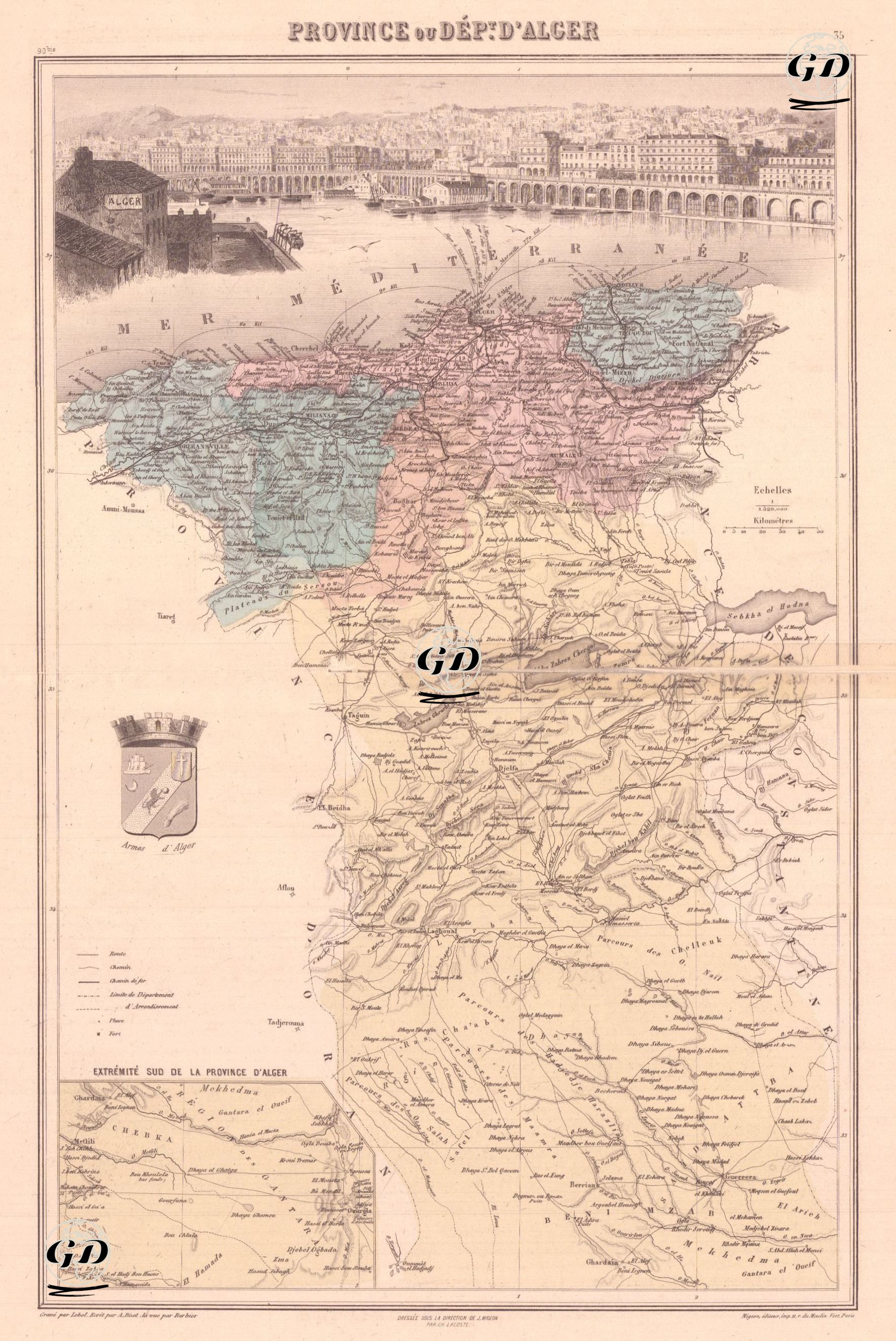 Province ou Département d`Alger (Province or Department of Algiers) - A.Bizet-Barbier - 1889
