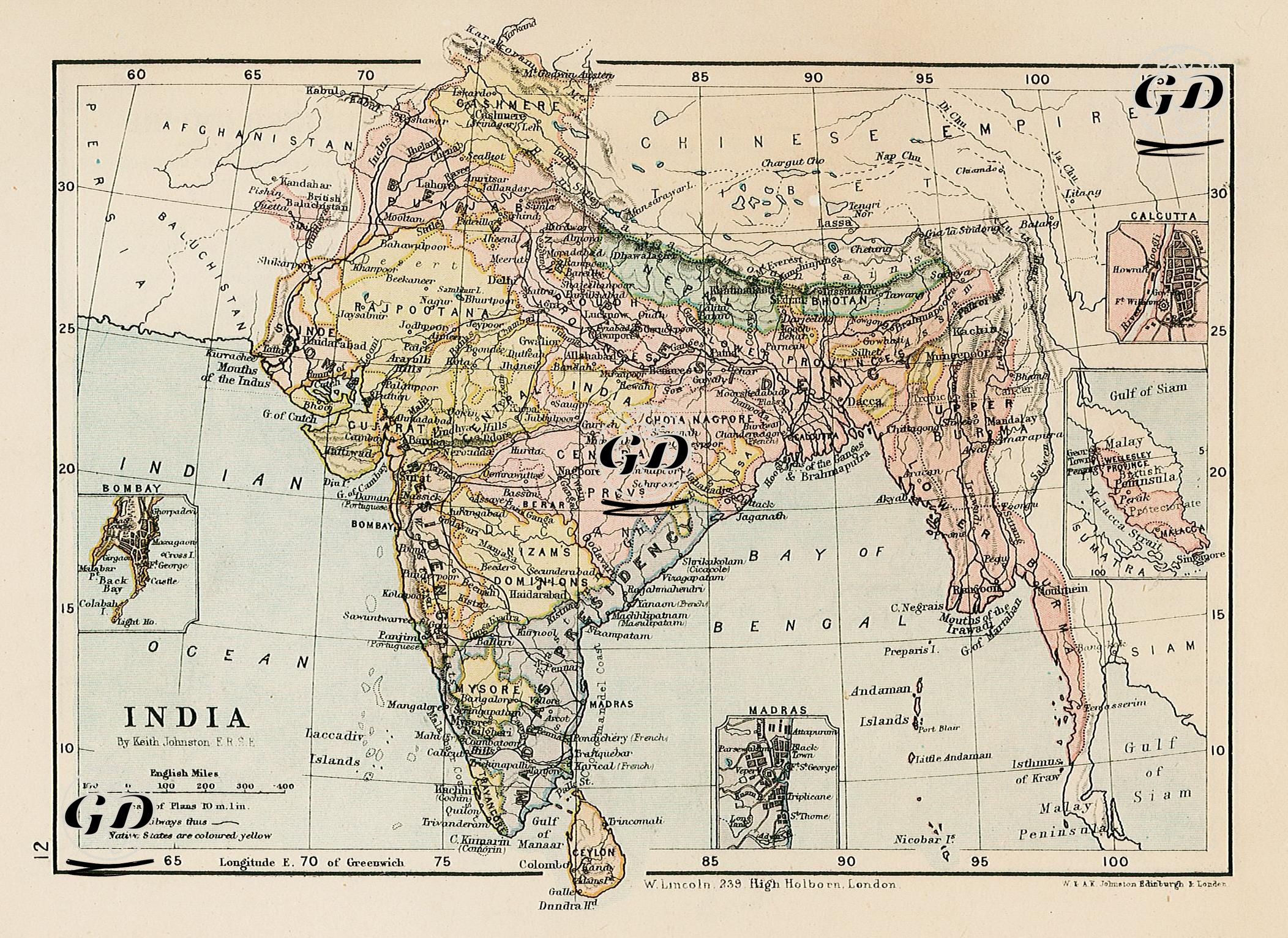 İndia-Bombay, Calcutta, Madras, Malacca -  - 1899