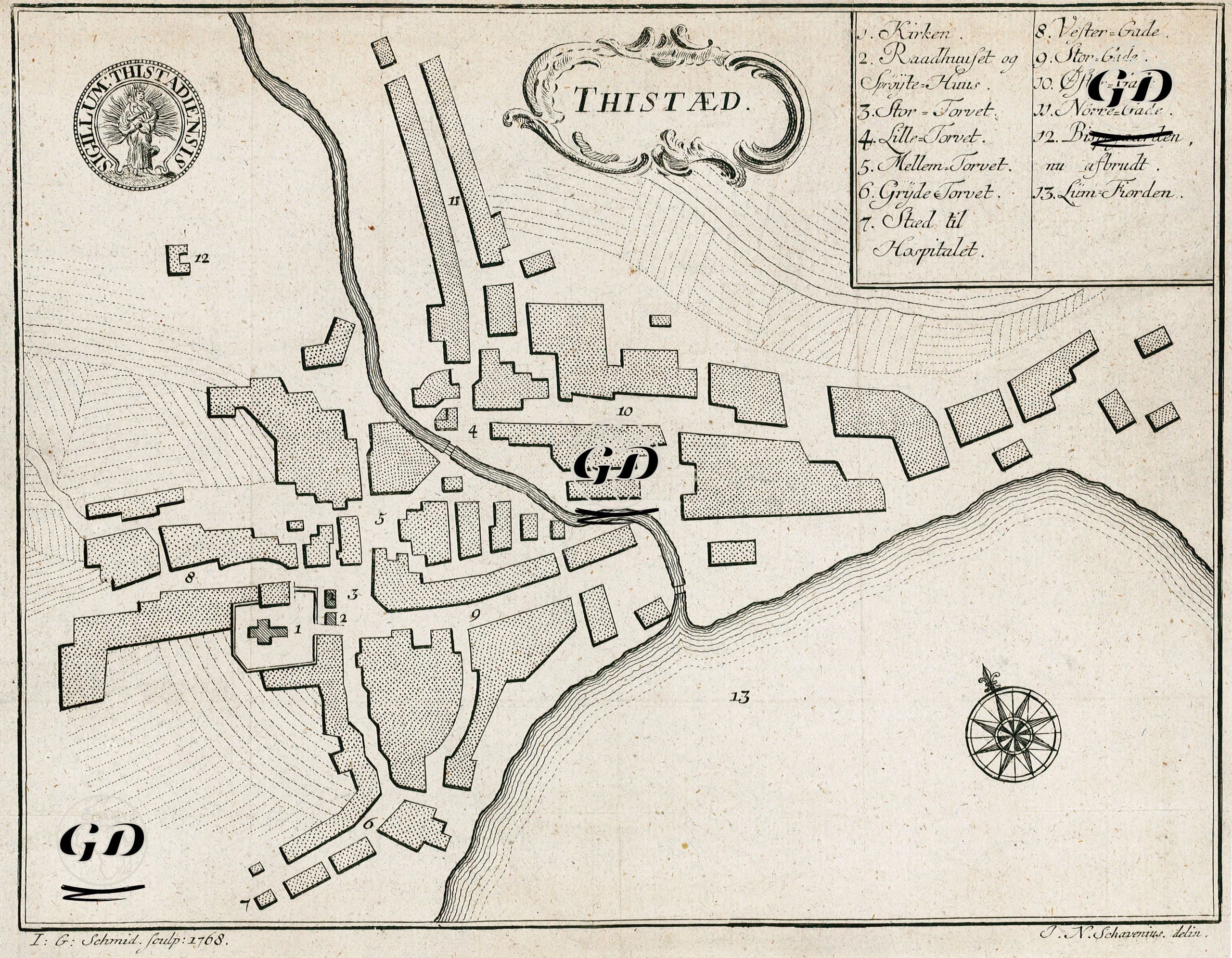Thistaed (City plan of Thisted, Denmark) - Johan Nicolai Schavenius (1713-?) - 1768