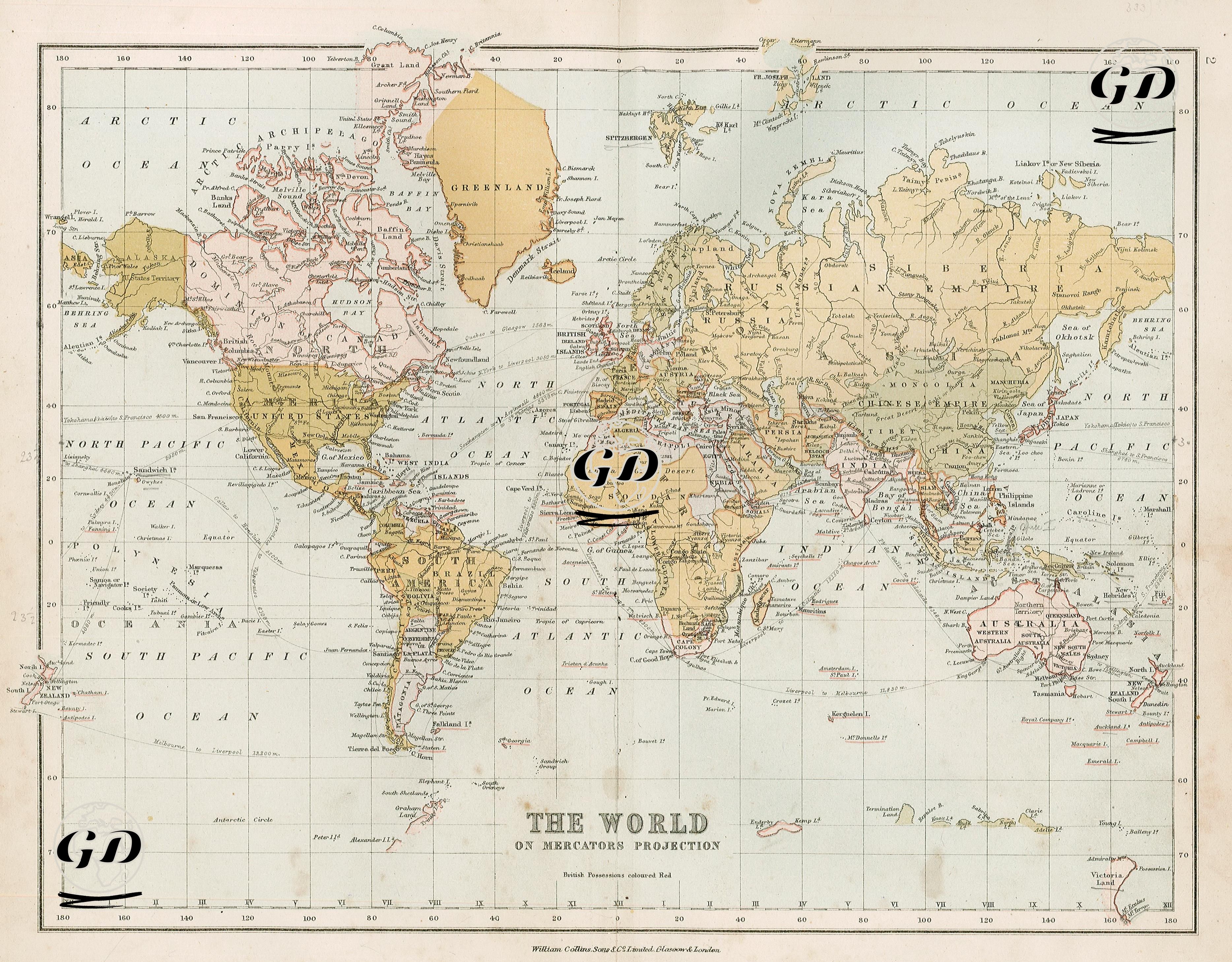The World on Mercators Projection -  - 1878