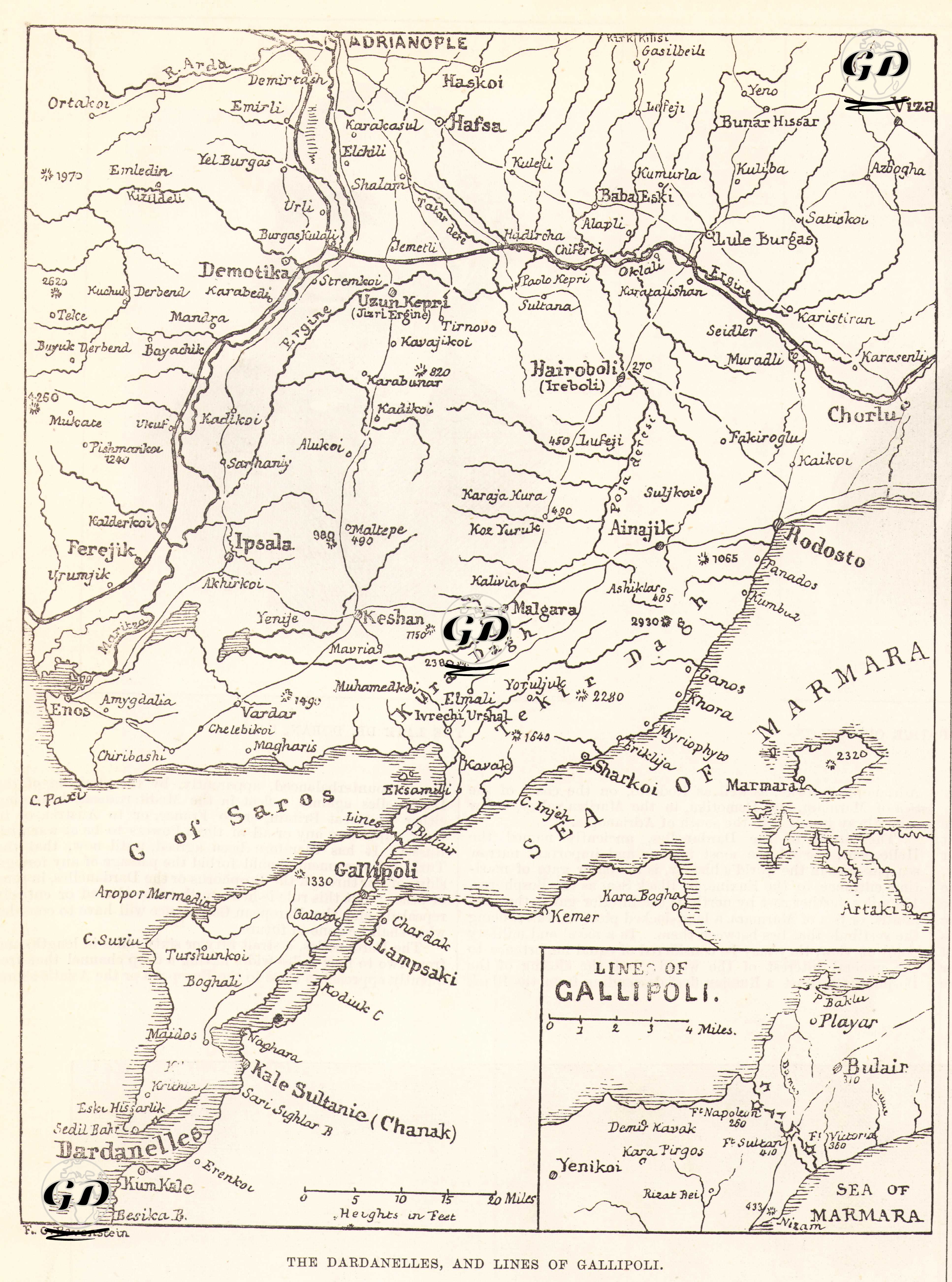 The Dardanelles And Lines Of Gallipoli - Ernst George Ravenstein (1834-1913) - 1878