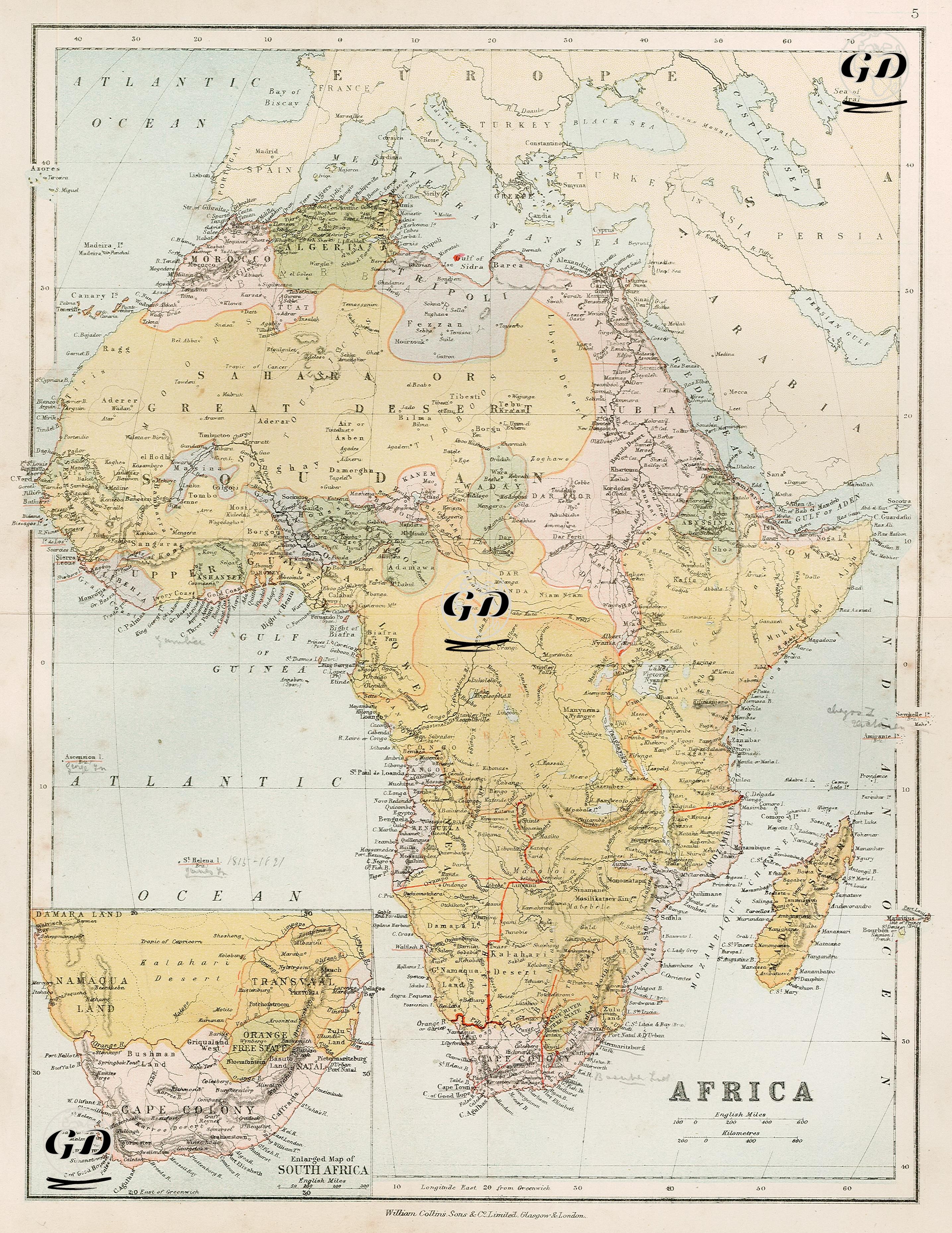 Africa-Enlarged Map Of South Africa -  - 1878