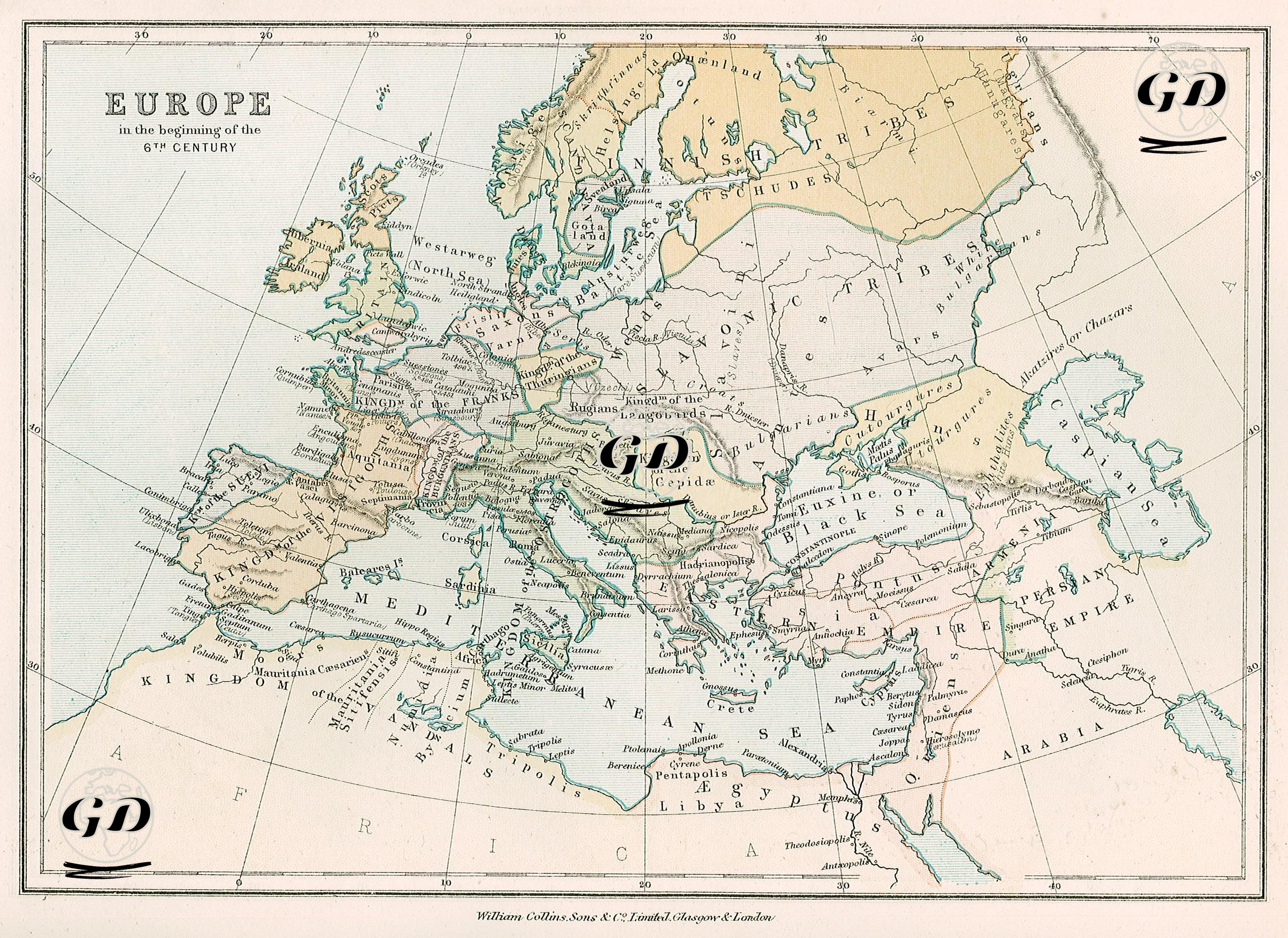 Europe in the Begining of the 6th Century -  - 1878