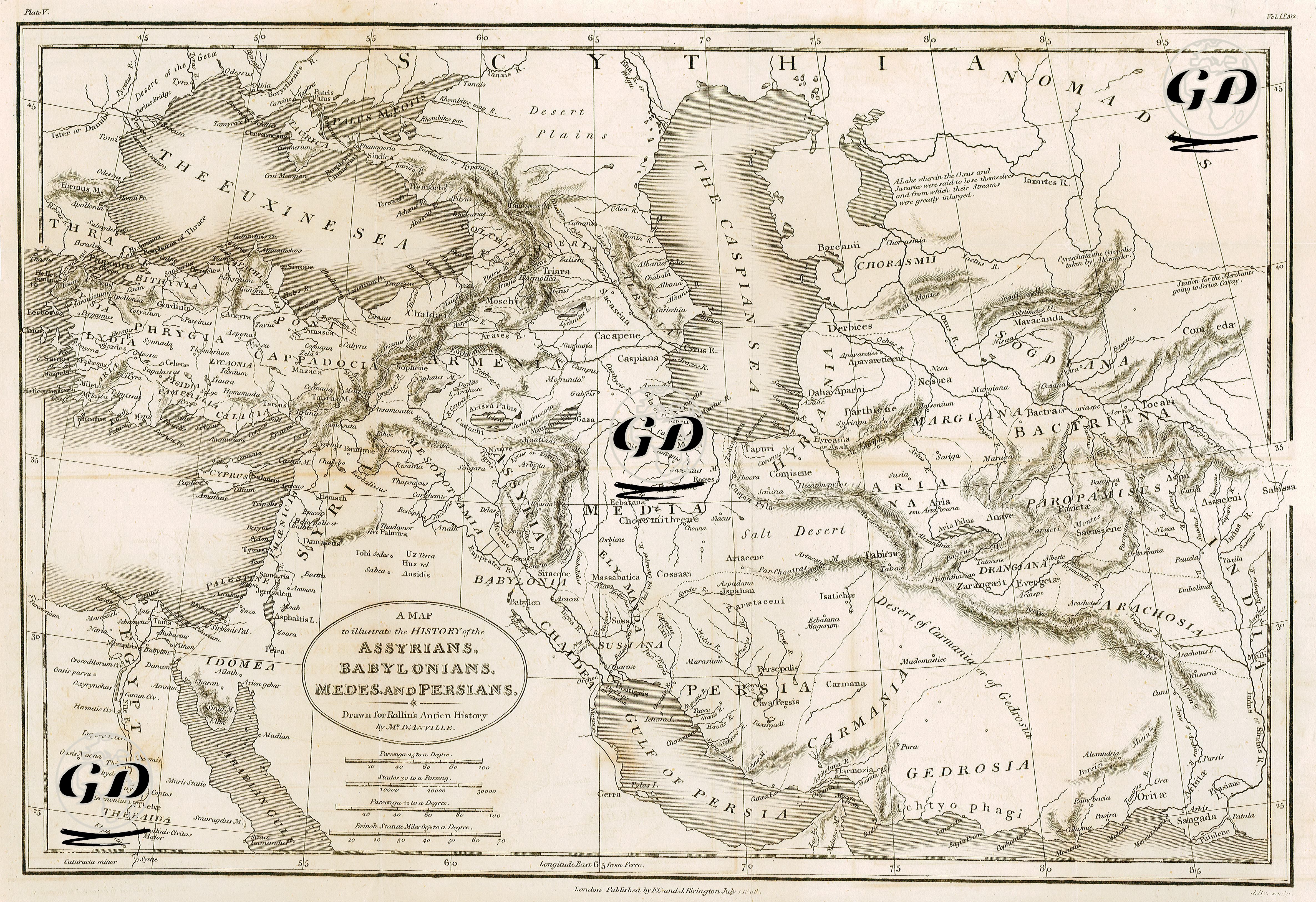 A Map To İllustrate The History Of The Assyrians, Babylonians, Medes And Persians  - Jean Baptiste Bourguignon D'Anville (1697-1782) - 1808