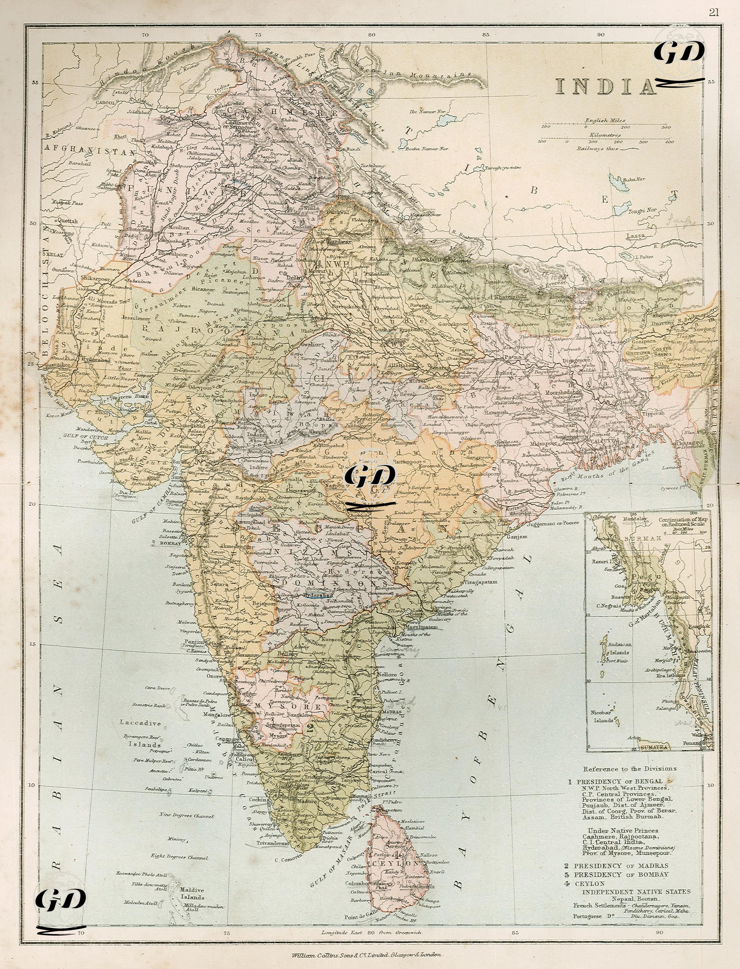 India (1.Presidency Of Bengal 2.Presidency Of Madras 3.Presidency Of Bombay 4.Ceylon) -  - 1878