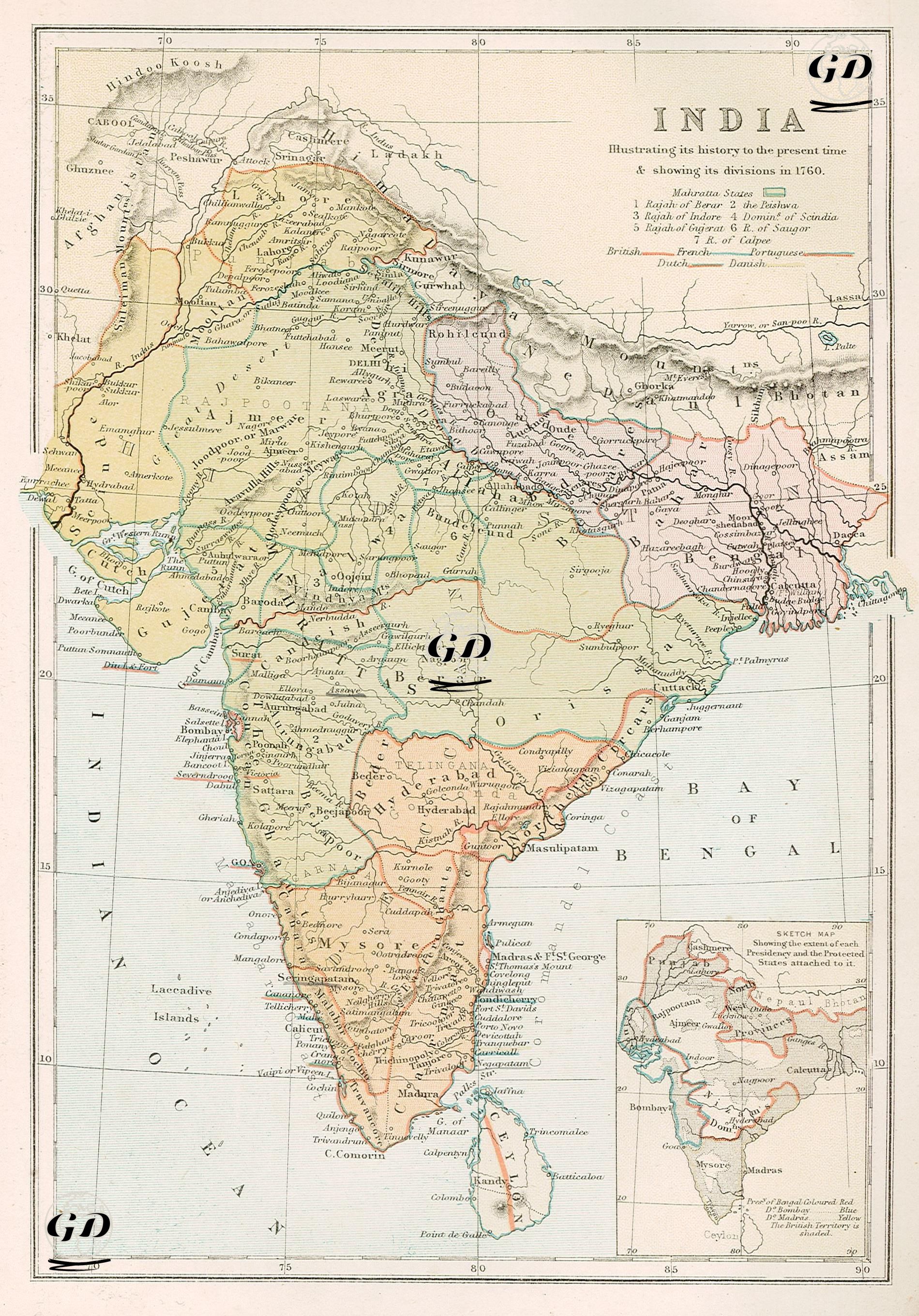 India, Illustrating its History to the Present Time & Showing its divisions in 1760 -  - 1878