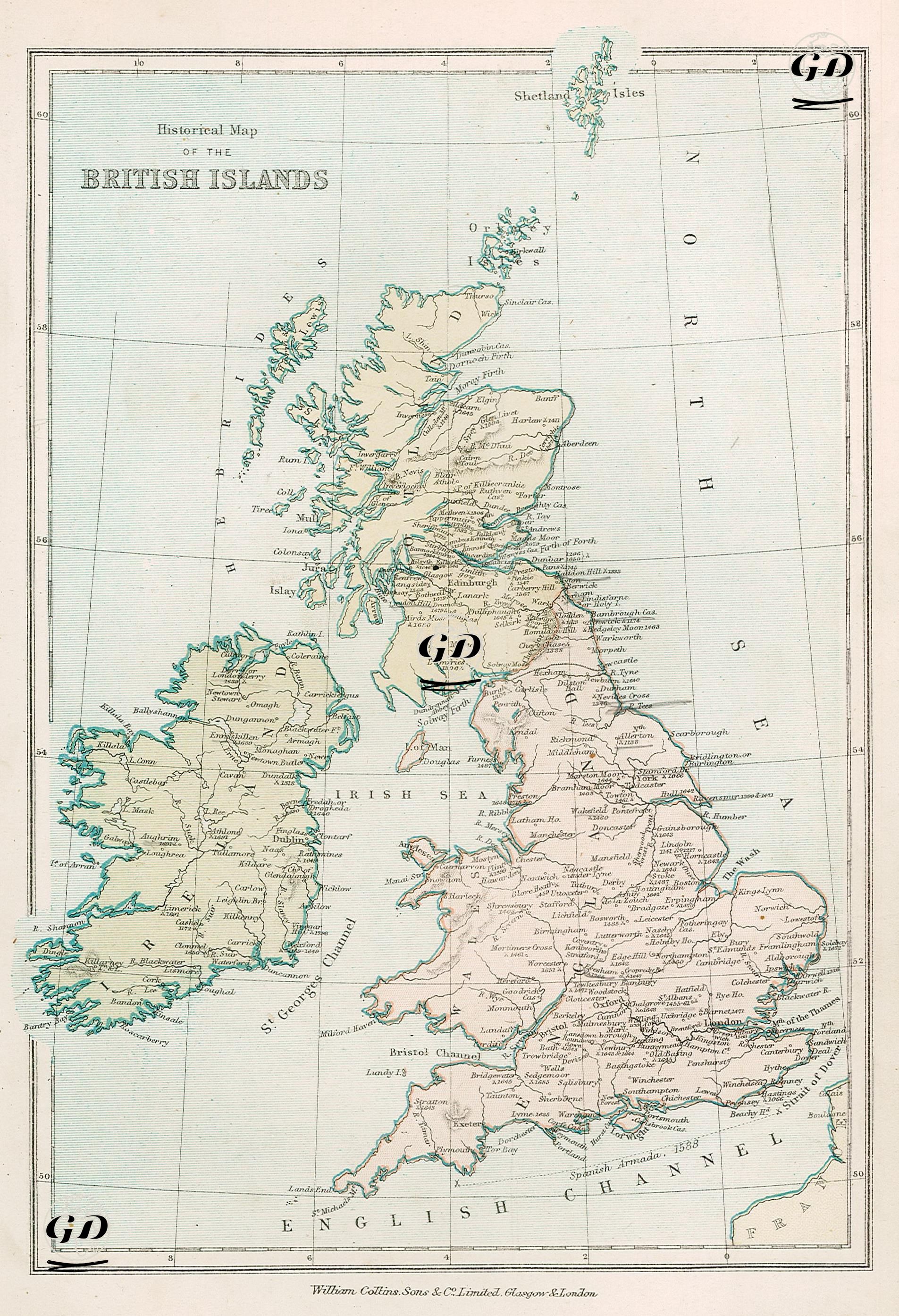 Historical Map of the British Islands -  - 1878