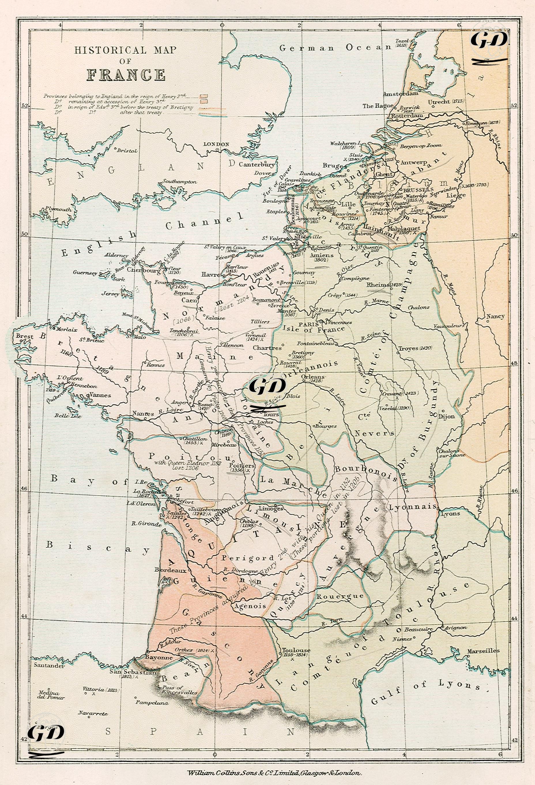 Historical Map of France -  - 1878