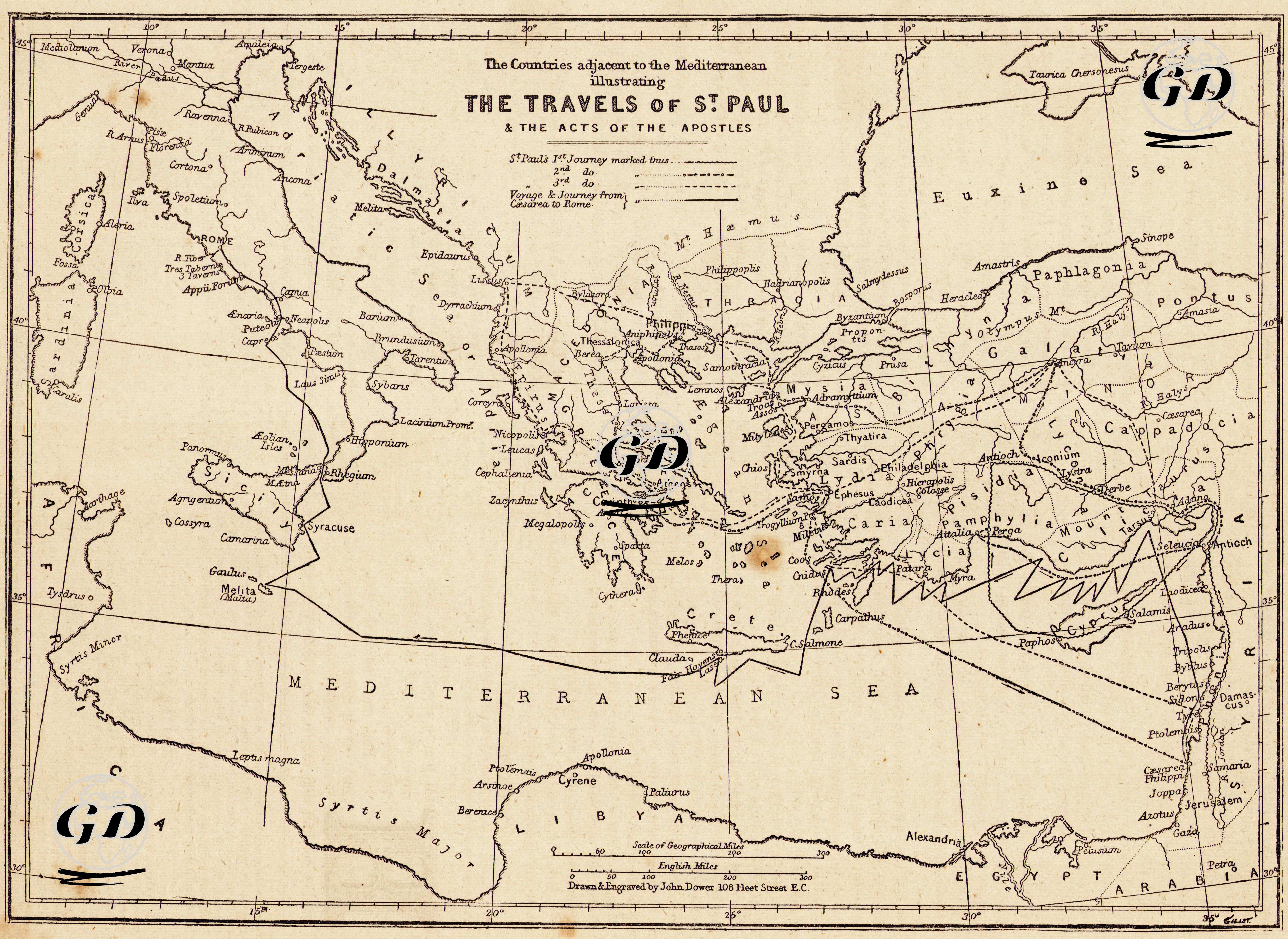 The Countries Adjacent To The Mediterranean İllustrating The Travels Of St. Paul & The Acts Of The Apostles - John James Dower (1825-1901) - 1870's
