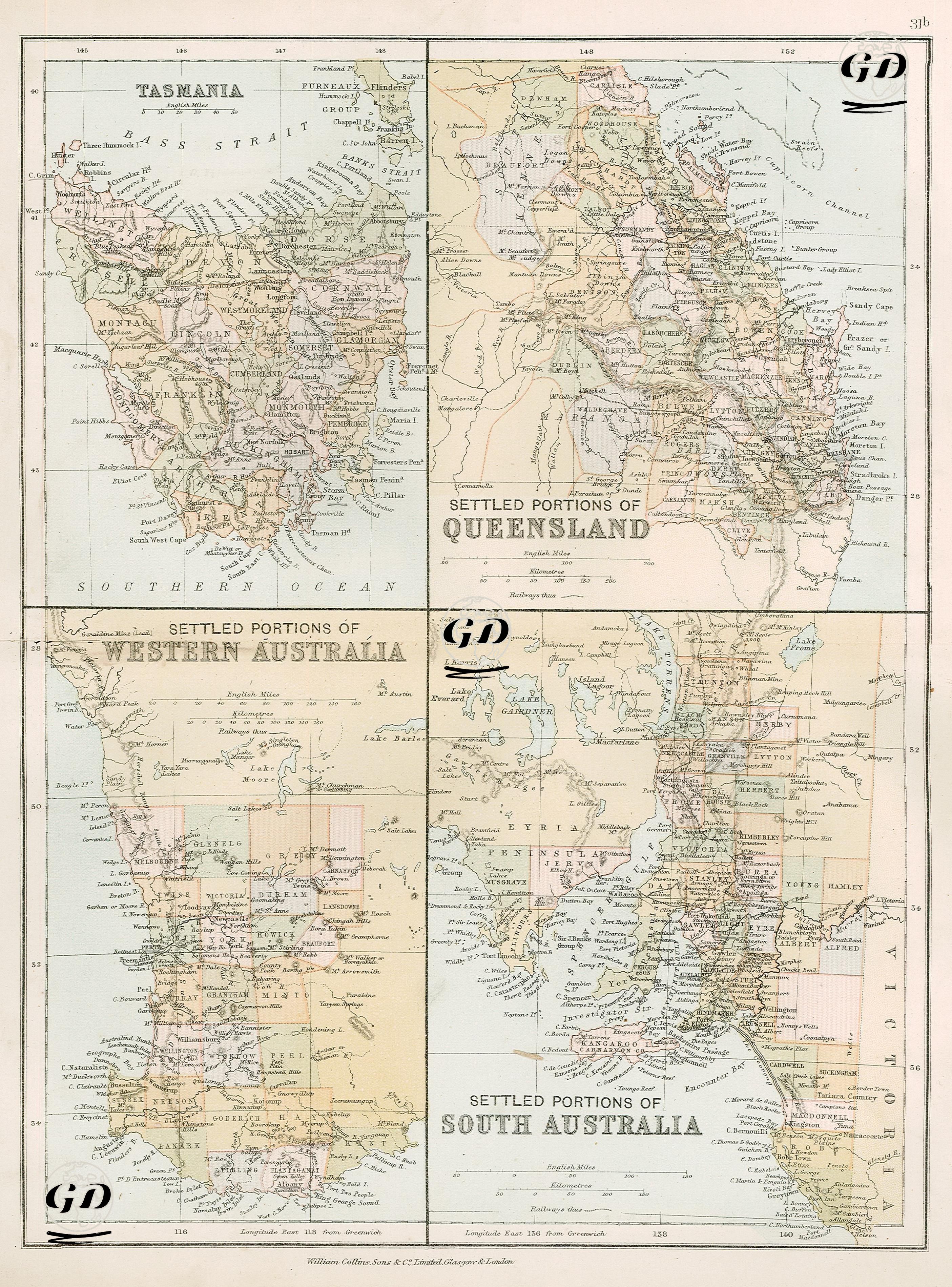 Tasmania-Settled Portions of Queenslans-Settled Portions of Western Australia--Settled Portions of South Australia -  - 1878