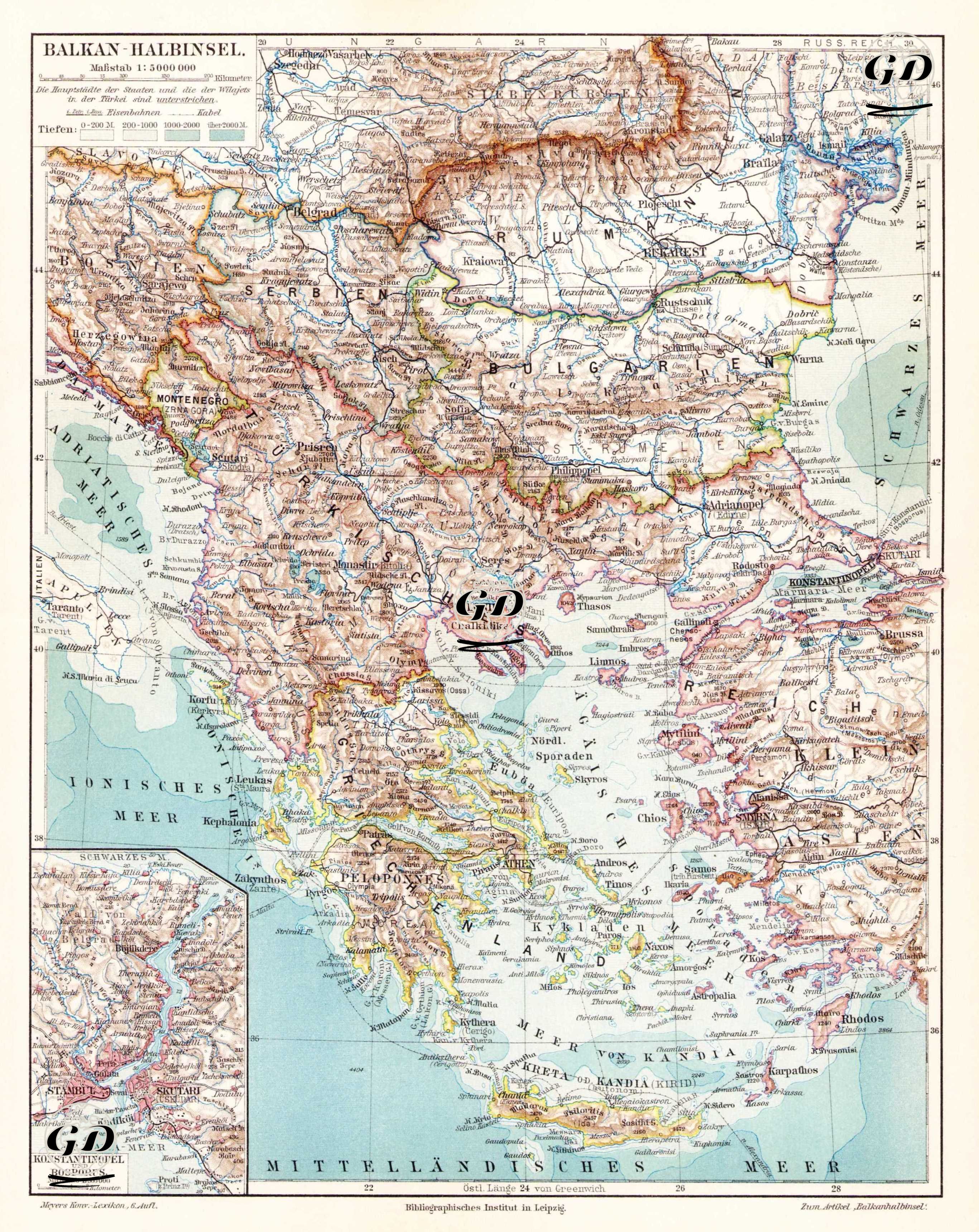 Balkan-Halbinsel (Balkan Peninsula)- Bosphorus and Constantinople -  - 1895