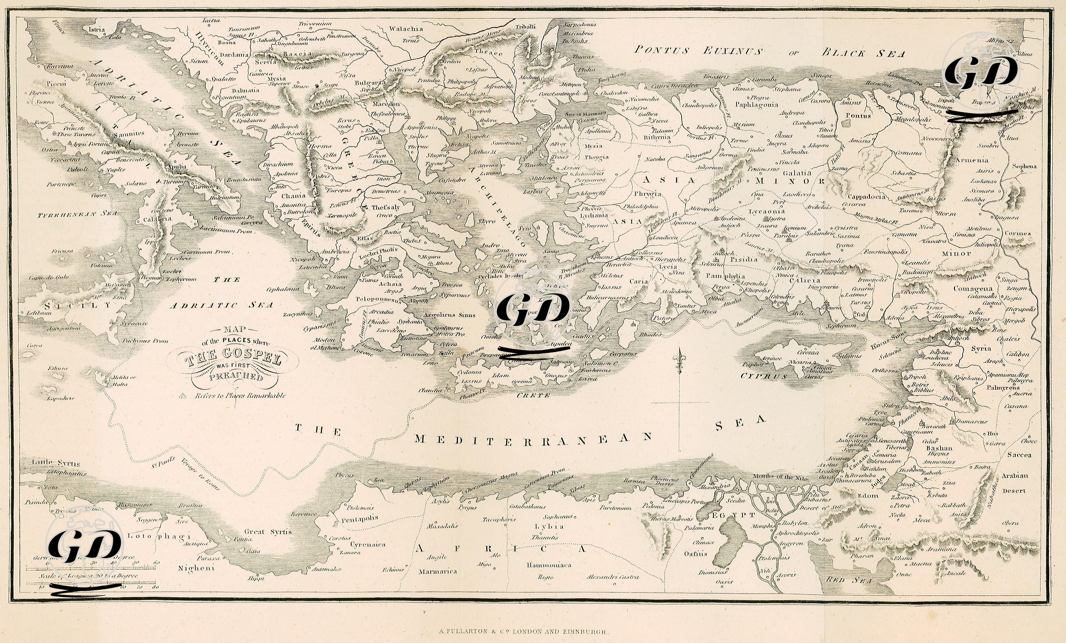Map Of The Places Where The Gospel Was First Preached -  - 1850's