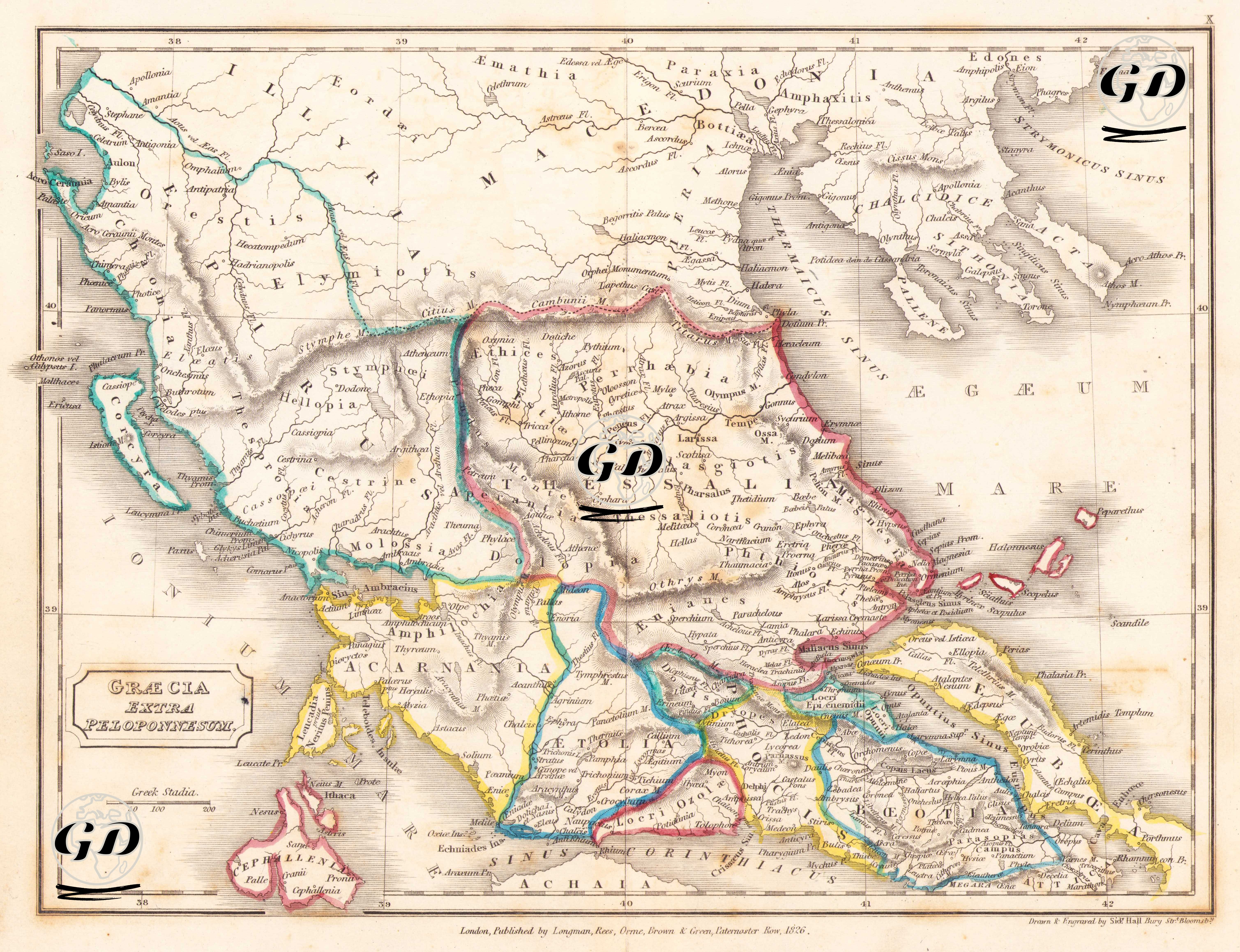 Graecia Extra Peloponnesum (Regions Outside the Peloponnese of Ancient Greece) - Sidney Hall (1788-1831) - 1826