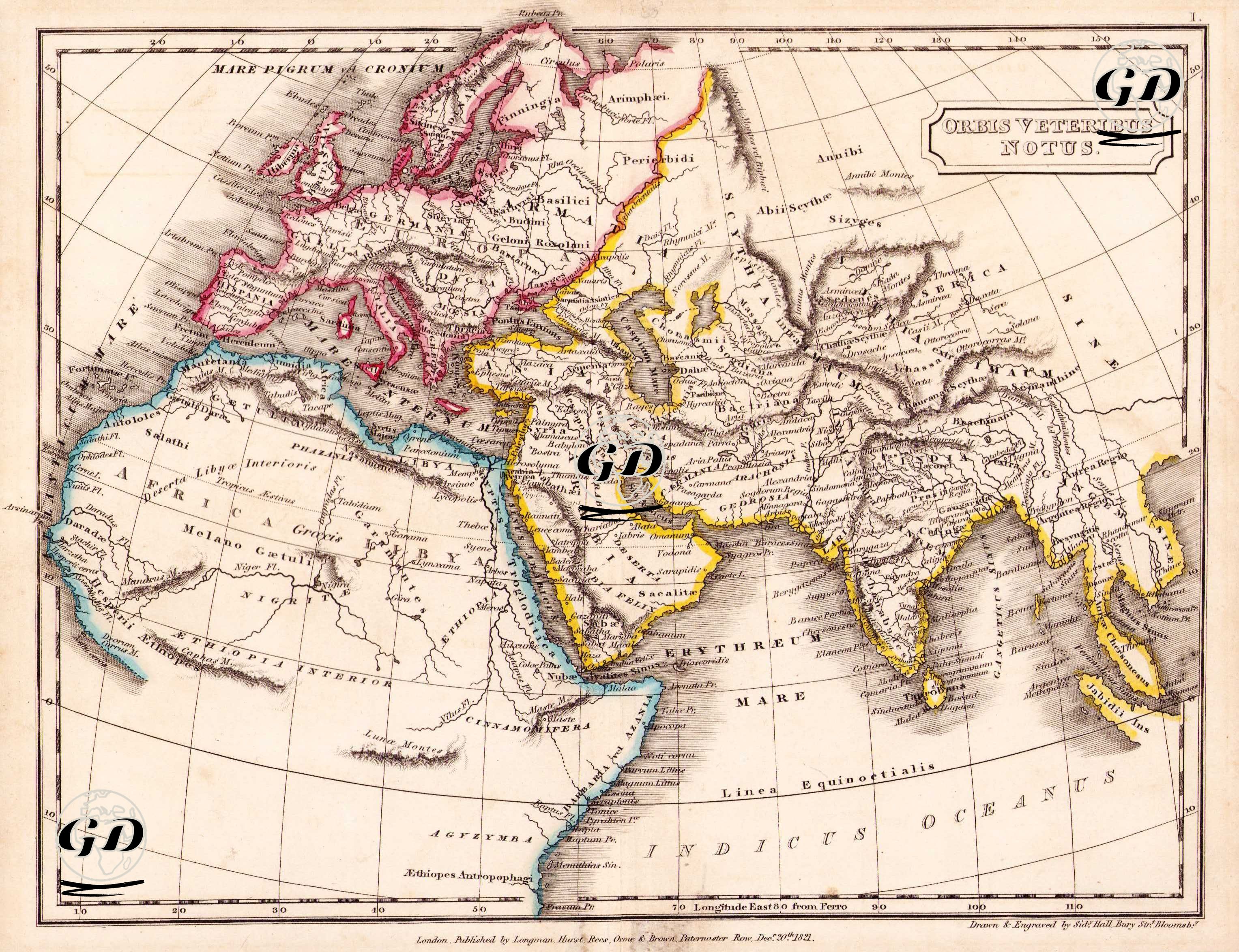 Orbis Veteribus Notus (The World Known to the Ancients) - Sidney Hall (1788-1831) - 1821