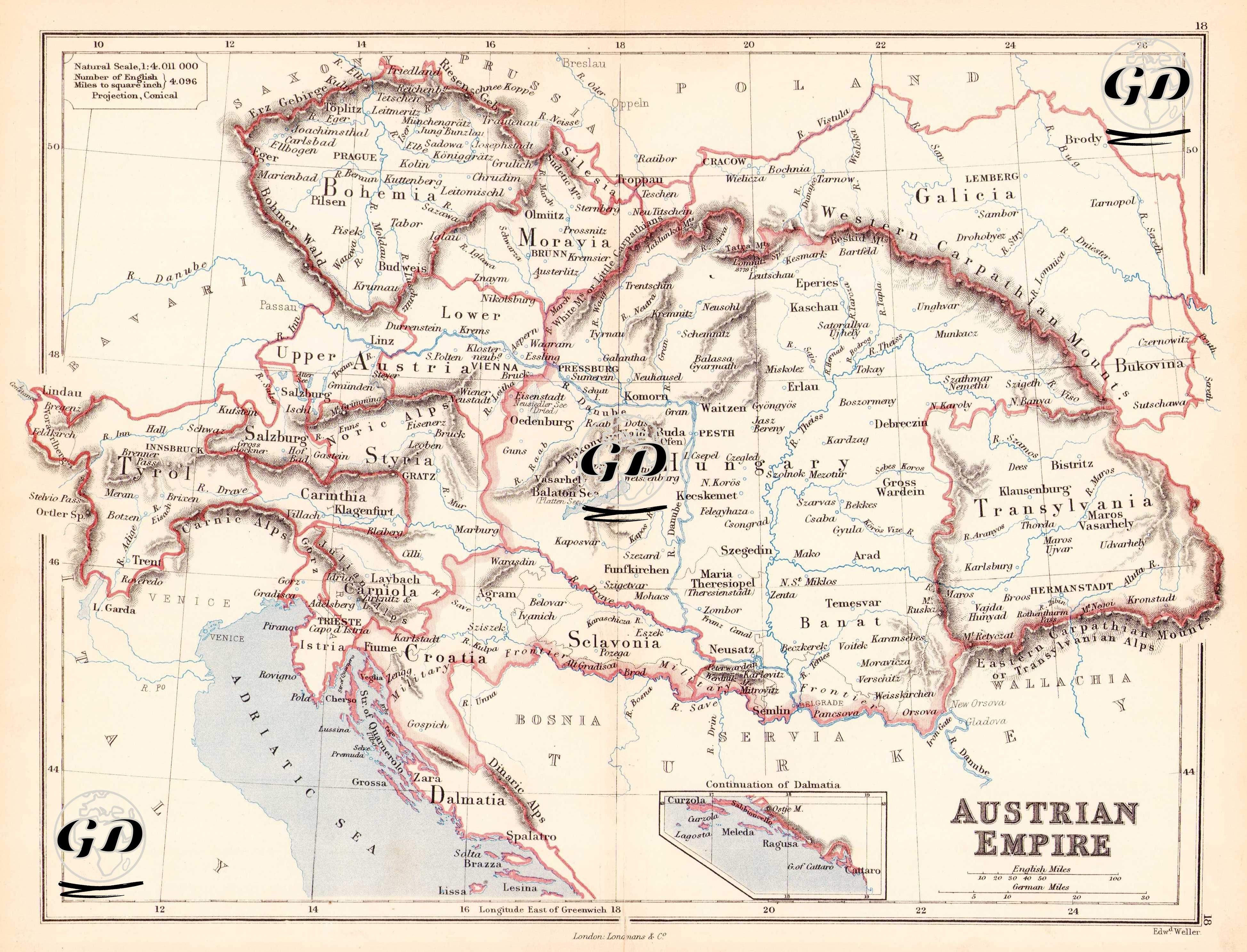 Austrian Empire - Continuation of Dalmatia -  - 1874