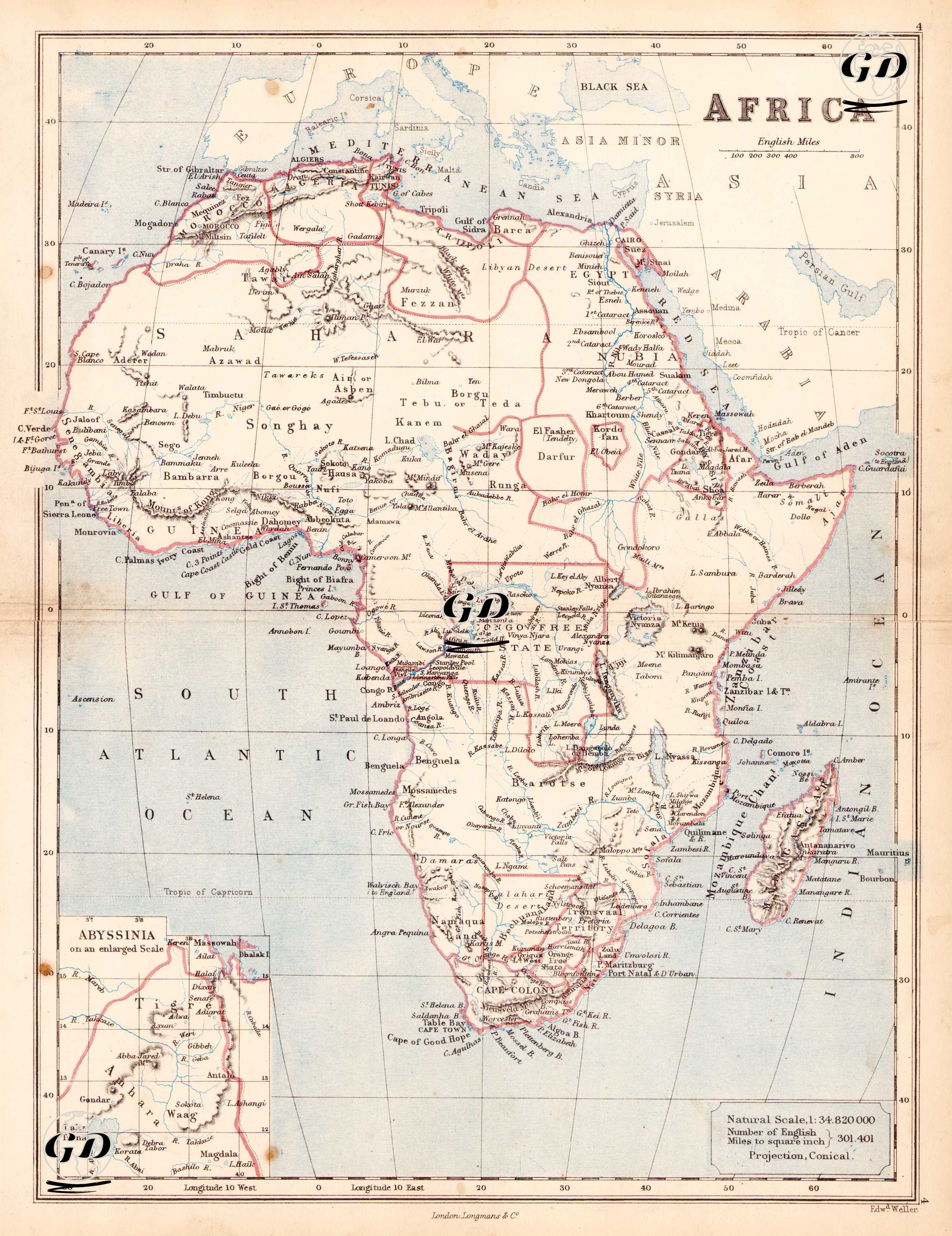 Africa - Abyssinia on an Enlarged Scale -  - 1874
