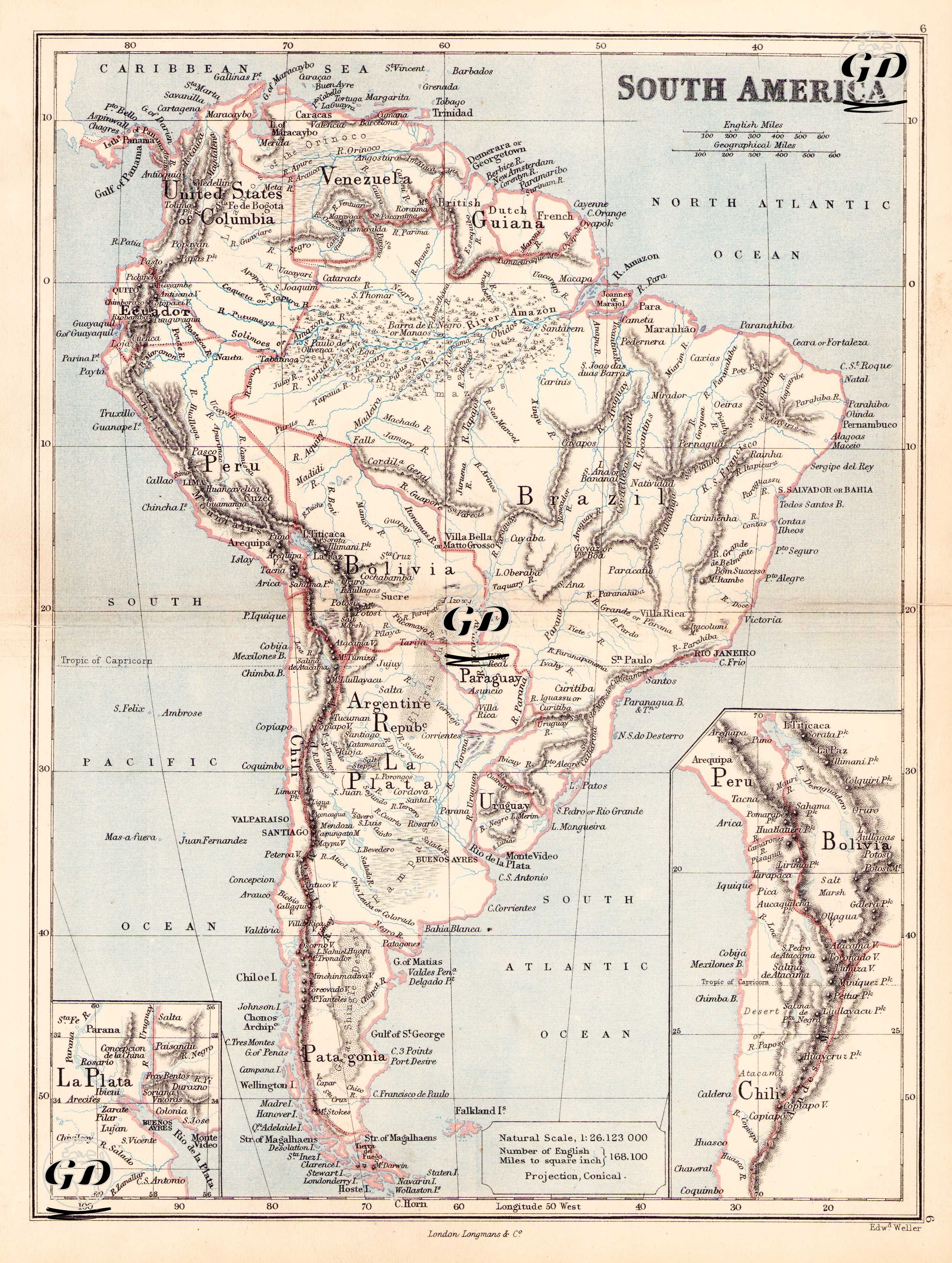 South America - La Plata - Peru, Bolivia, Chili -  - 1874