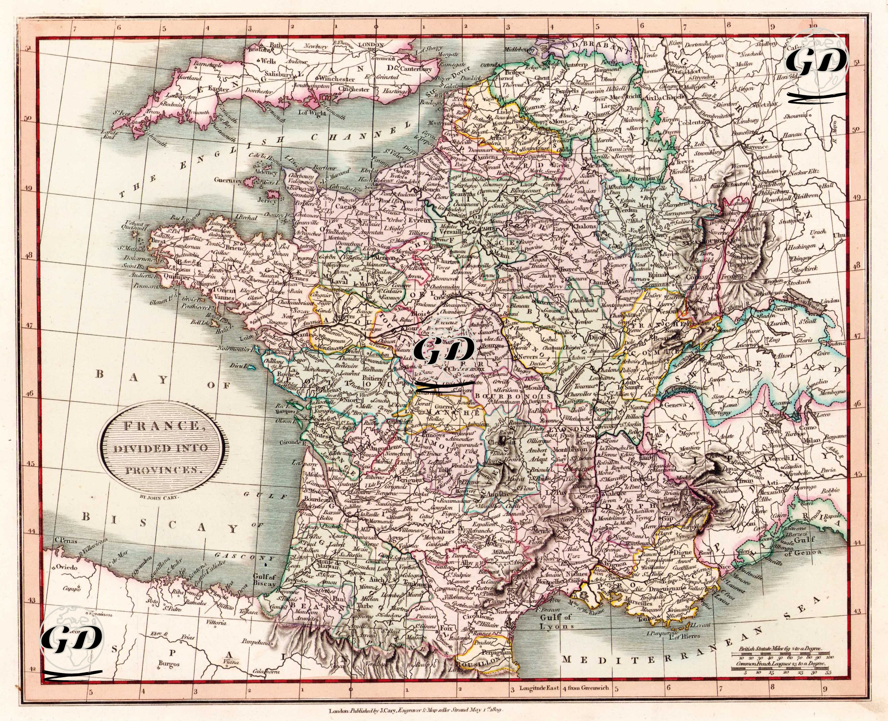 France, Divided into Provinces - John Cary (1754-1835) - 1809