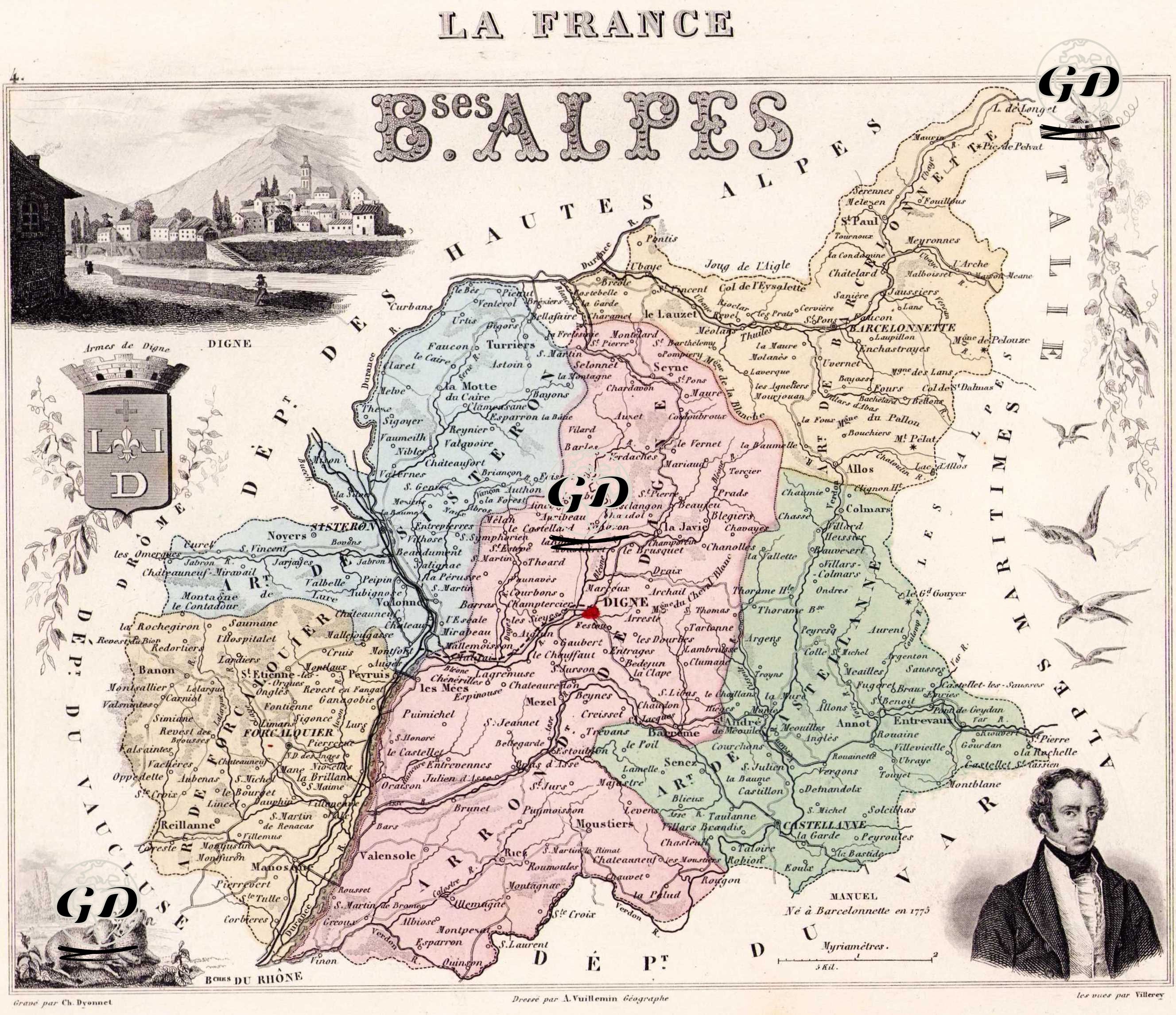 La France, Basses Alpes (Alpes-de-Haute-Provence) - Digne City - Emmanuel Joseph Sieyes - Alexandre Vuillemin (1812–1880) - 1858