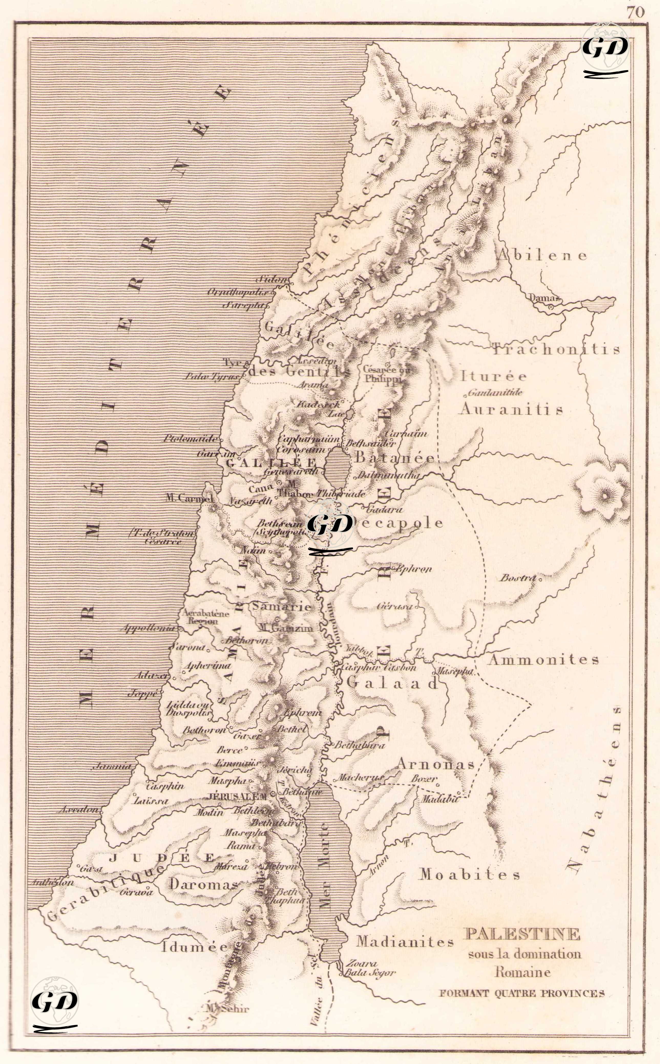 Palestine, Sous la Domination Romaine Formant Quatre Provinces (Palestine, Under Roman Domination Forming Four Provinces) - Salomon Munk (1803-1867) - 1845