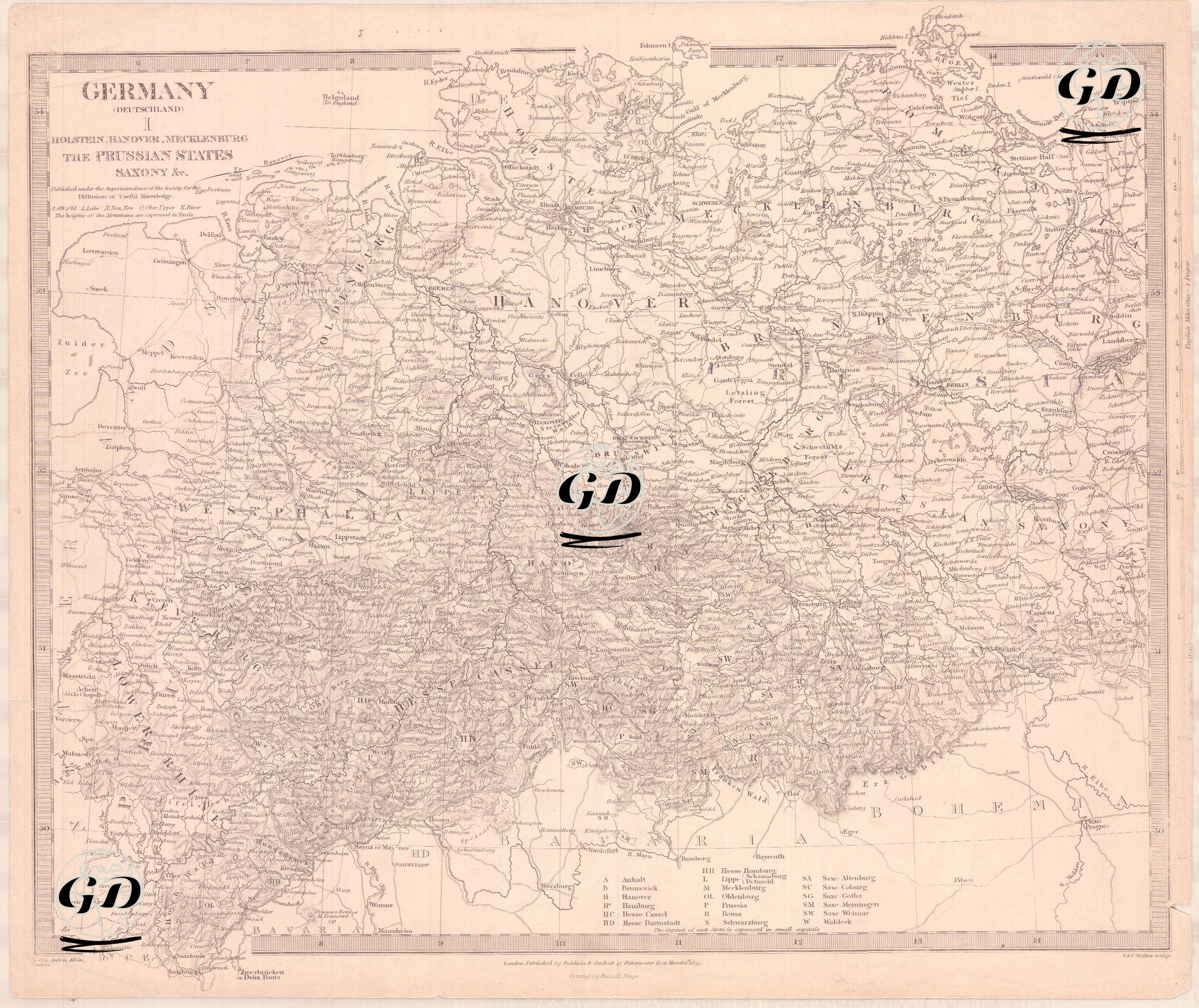 Germany (I) (Deutschland), Including Holstein, Hanover, Mecklenburg, the Prussian States, Saxony &c. -  - 1833