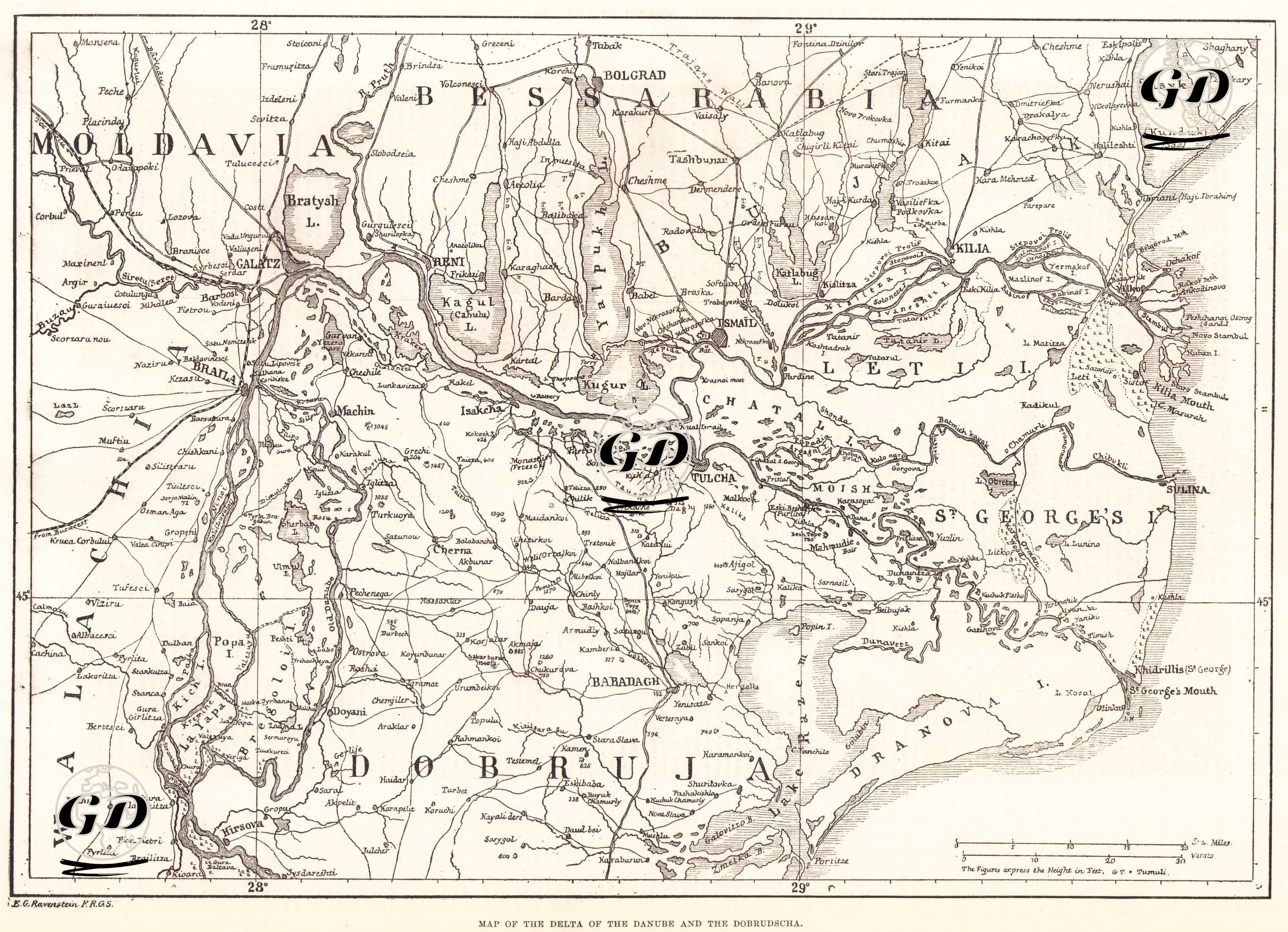 Map of the Delta of the Danube and the Dobrudscha - Ernst Georg Ravenstein (1834-1913) - 1877