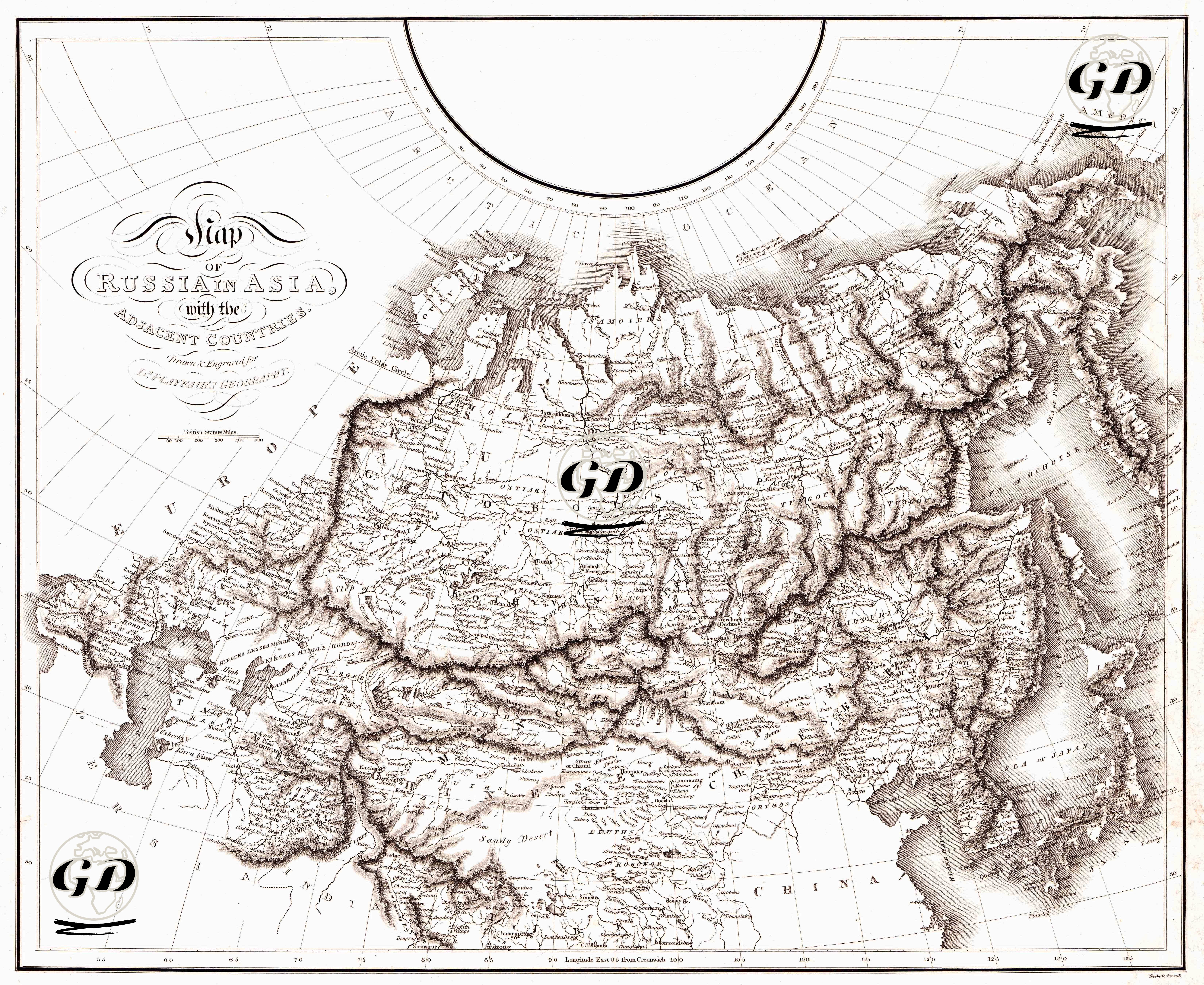 Map of Russia in Asia with the Adjacent Countries - James Playfair (1738-1819) - 1814
