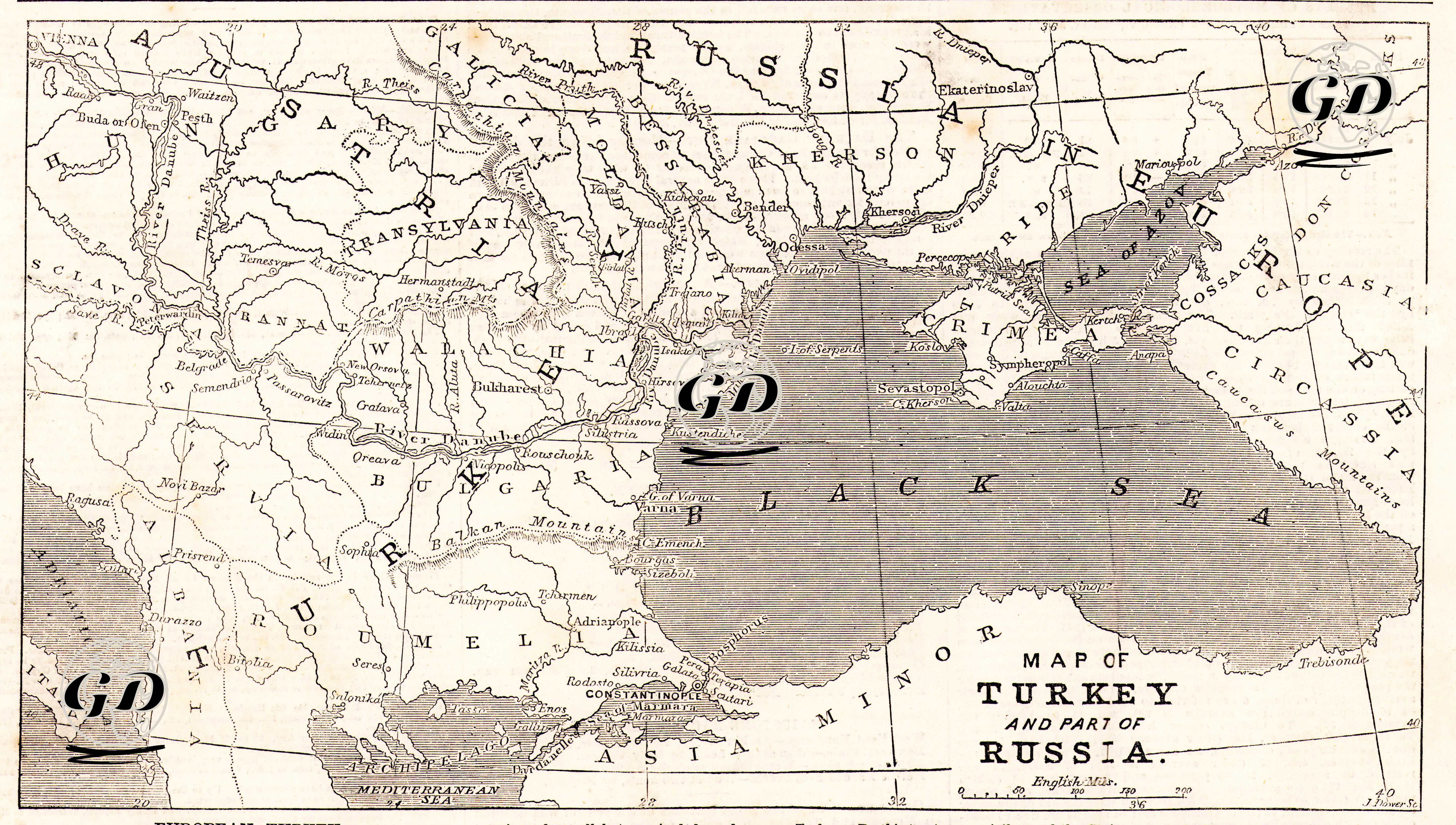Map Of Turkey And The Part Of Russia  -  - 1853