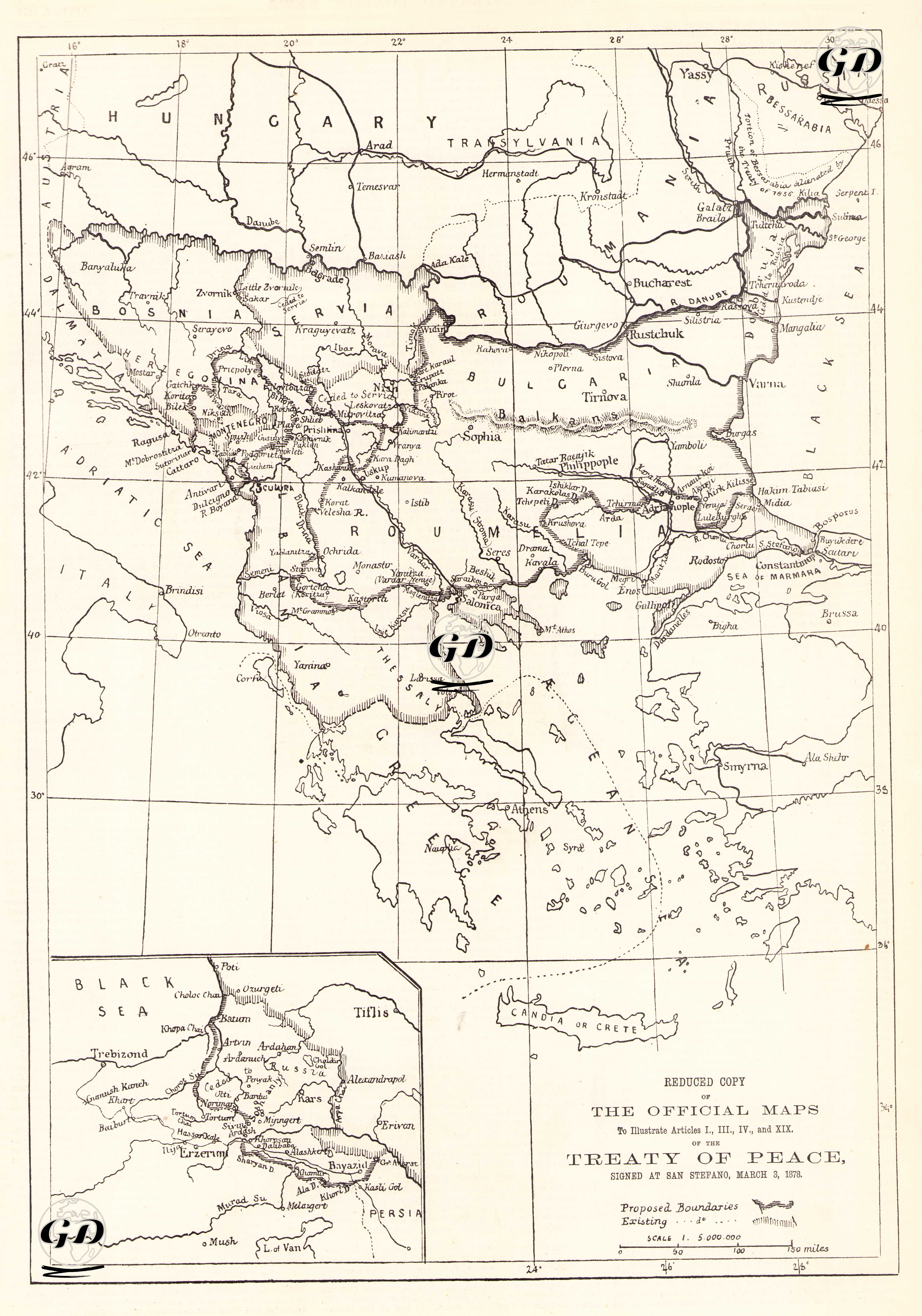The Official Maps To Illustrate Articles I, III, IV And XIX of the Treaty of Peace, Signed At San Stefano, 3 March 1878 -  - 1878